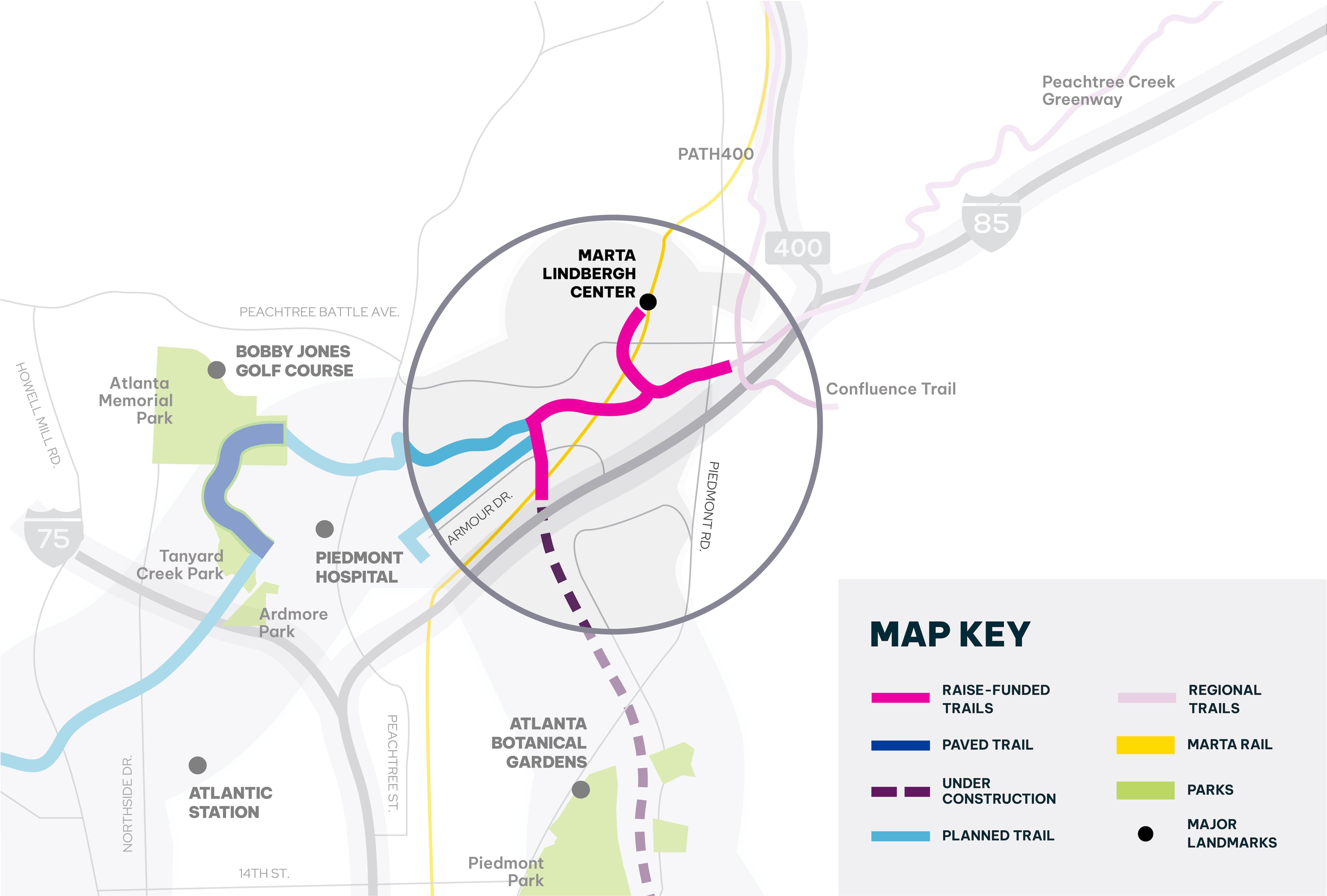 One of the other grants that could be lost is $25 million for the extension of the Beltline Northeast Trail. (Courtesy of the Atlanta Beltline Inc.)