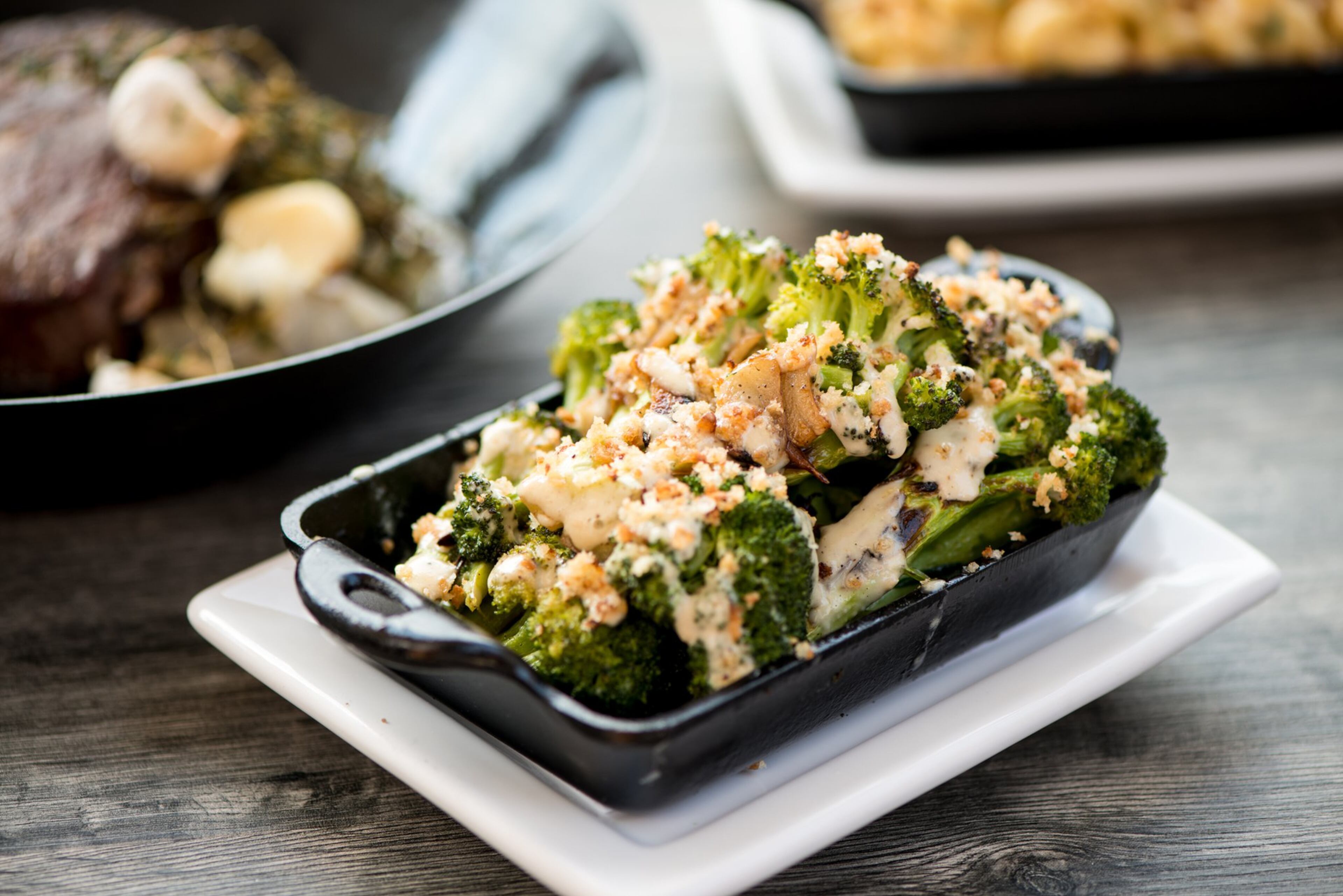 Charred Broccoli side with white anchovy vinaigrette. Photo credit- Mia Yakel.