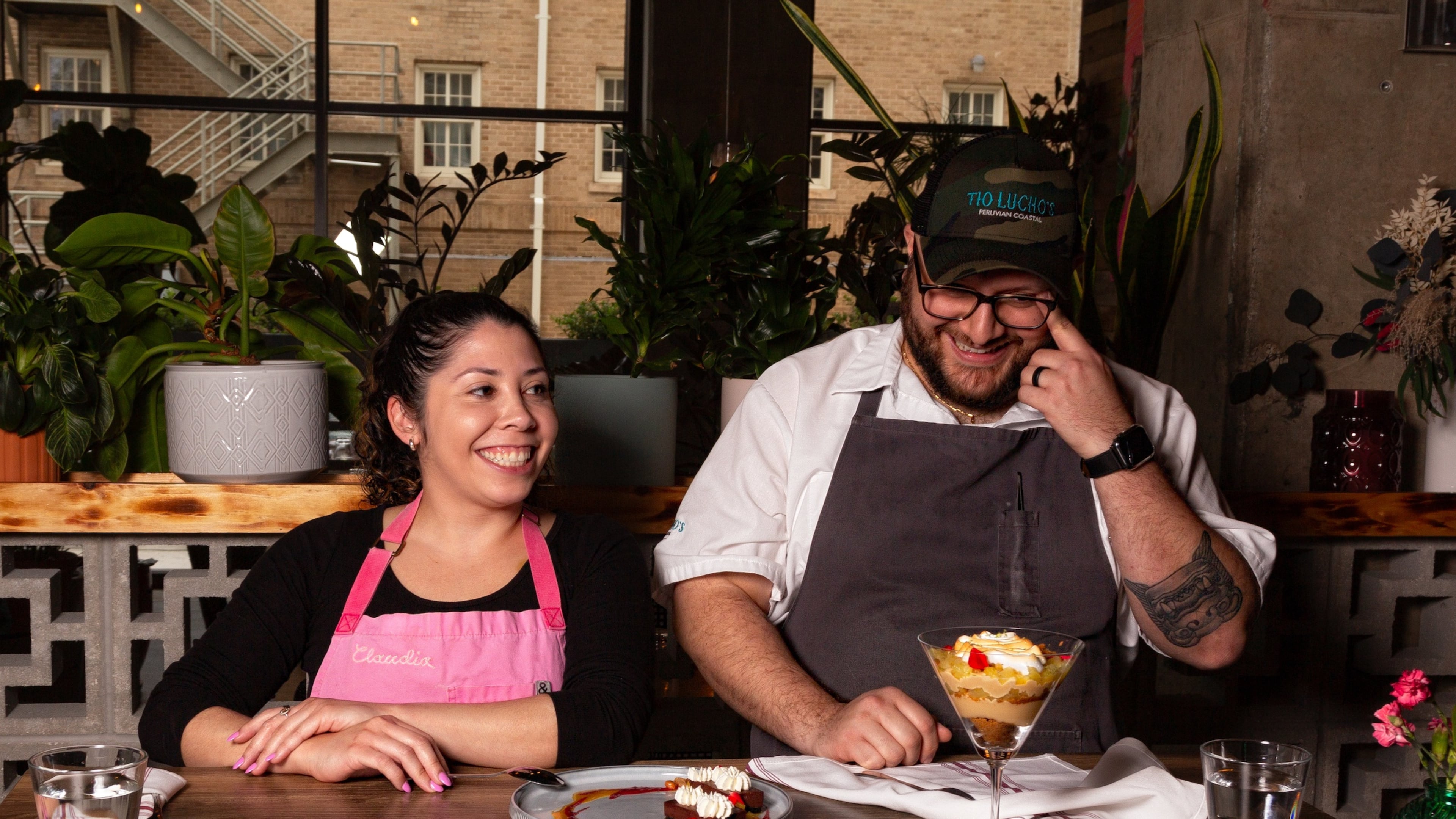 Claudia Martinez (left) consults with chefs like Arnaldo Castillo of Tio Lucio’s on their dessert menus. (Courtesy of Tio Lucho’s/McKay Pruitt)