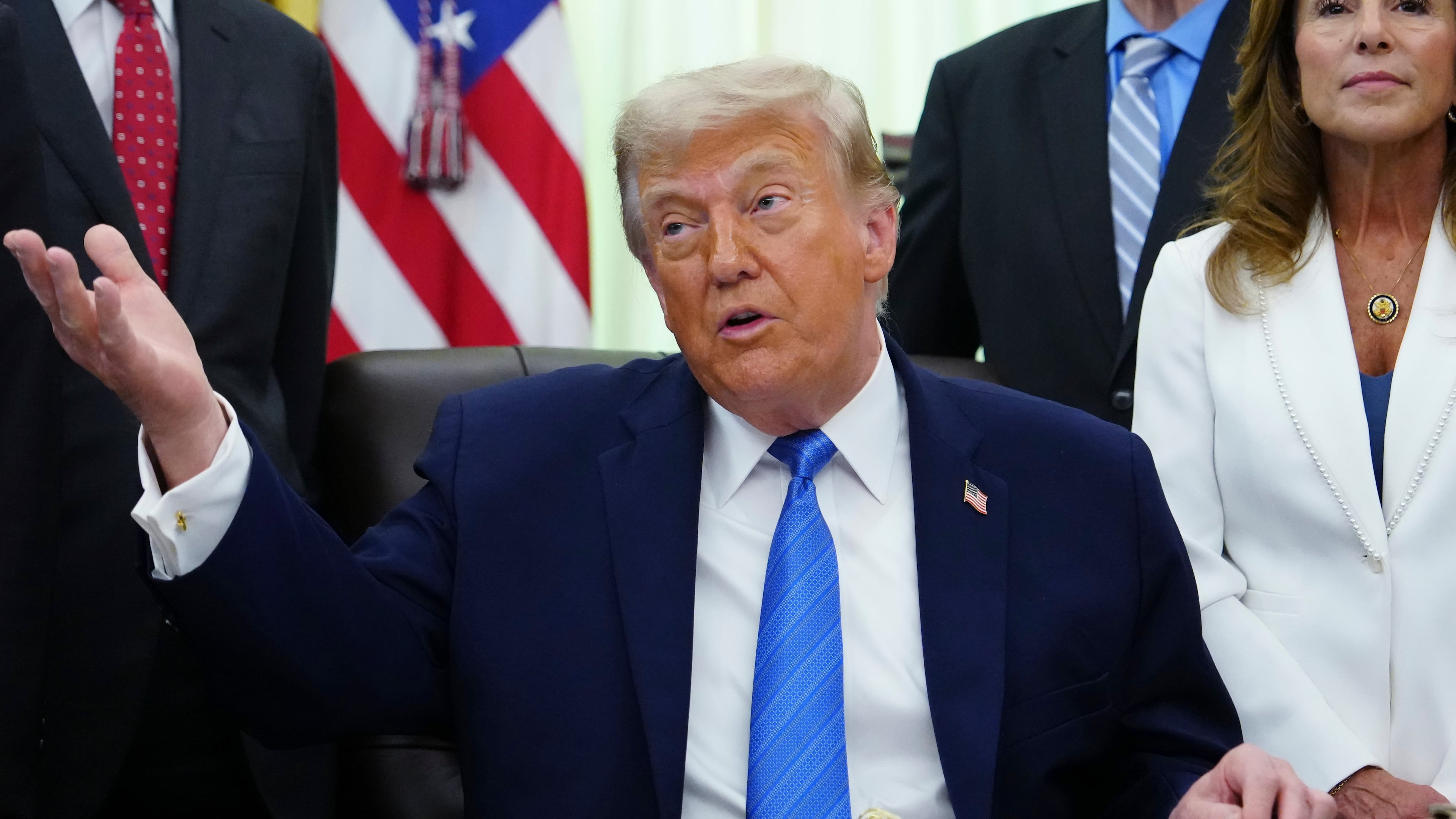 President Donald Trump speaks in the Oval Office of the White House, Wednesday, June 10, 2026, in Washington. (AP Photo/Julia Demaree Nikhinson)