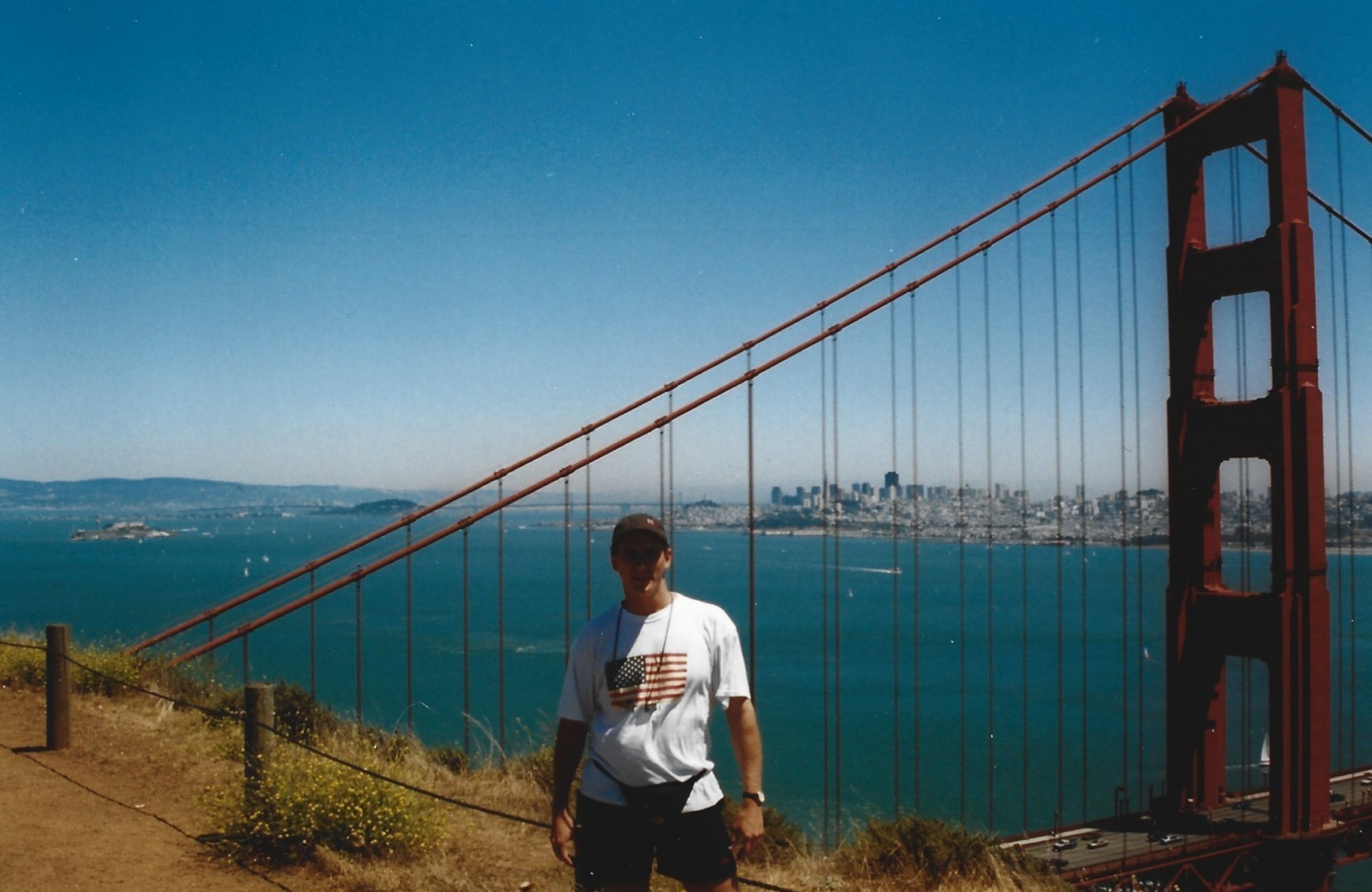 Steve stands in front of the Golden Gate Bridge in San Francisco, California. (Courtesy of Steve Leo)