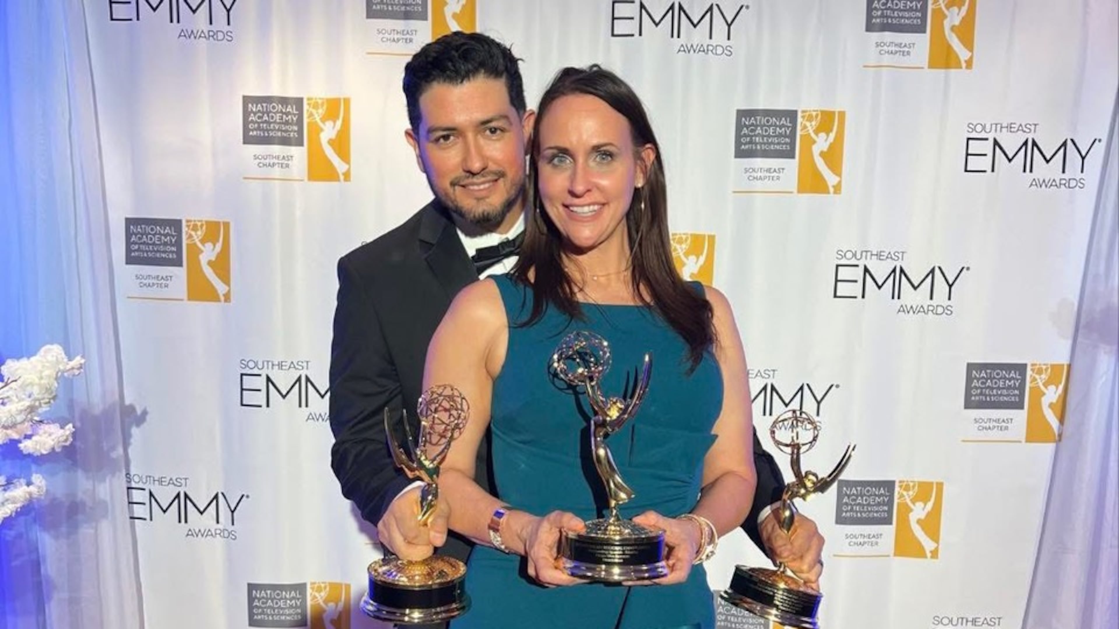 Filmmakers Diego Silva Acevedo and Kelly Young-Silva hauled in some hardware at the Southeast Emmy Awards. (Courtesy of Diego Silva Acevedo and Kelly Young-Silva)
