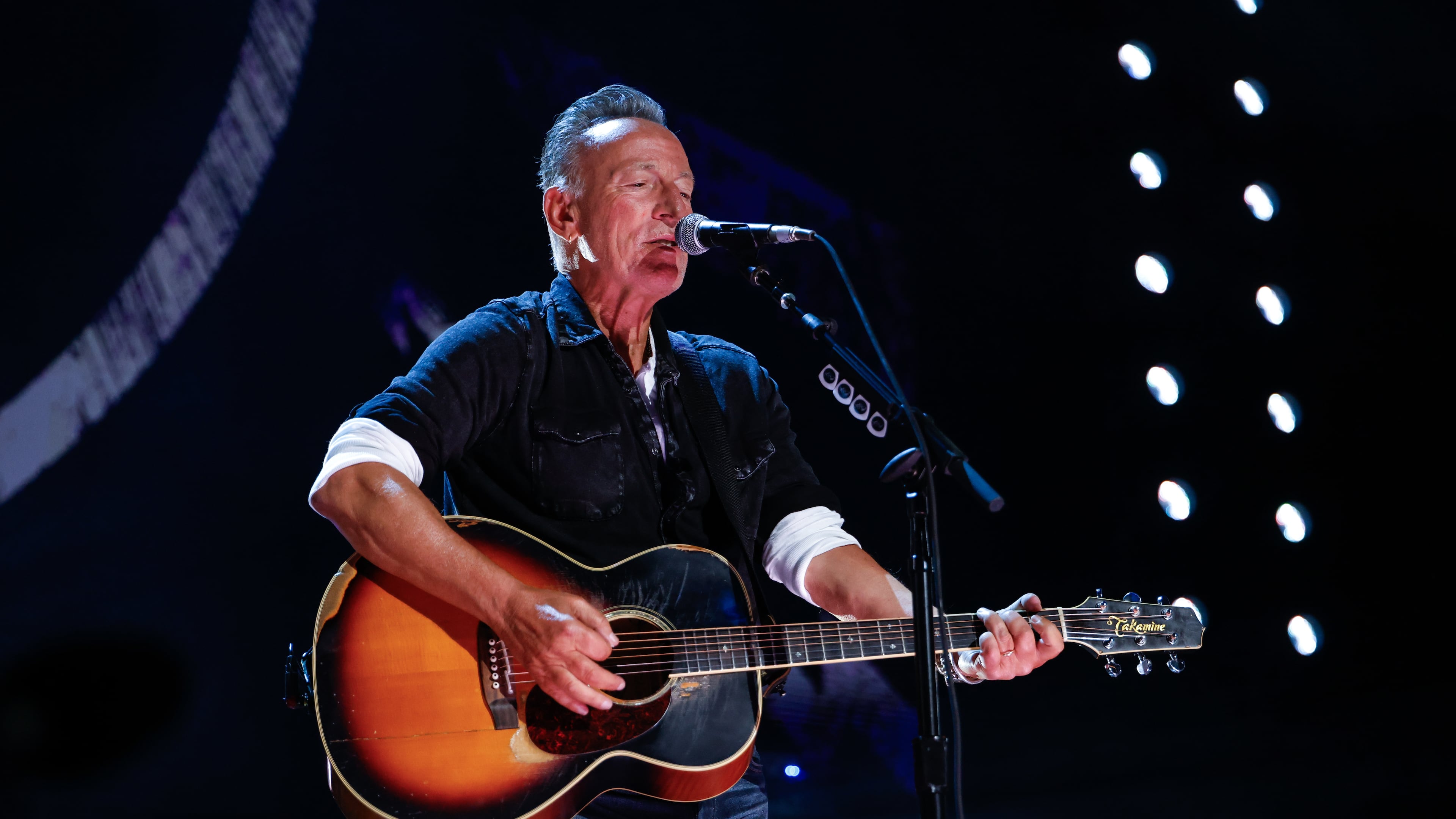 Bruce Springsteen performs during the Power To The People Festival on Saturday, Oct. 3, 2026, in Columbia, Md. (AP Photo/Alyssa Piazza)