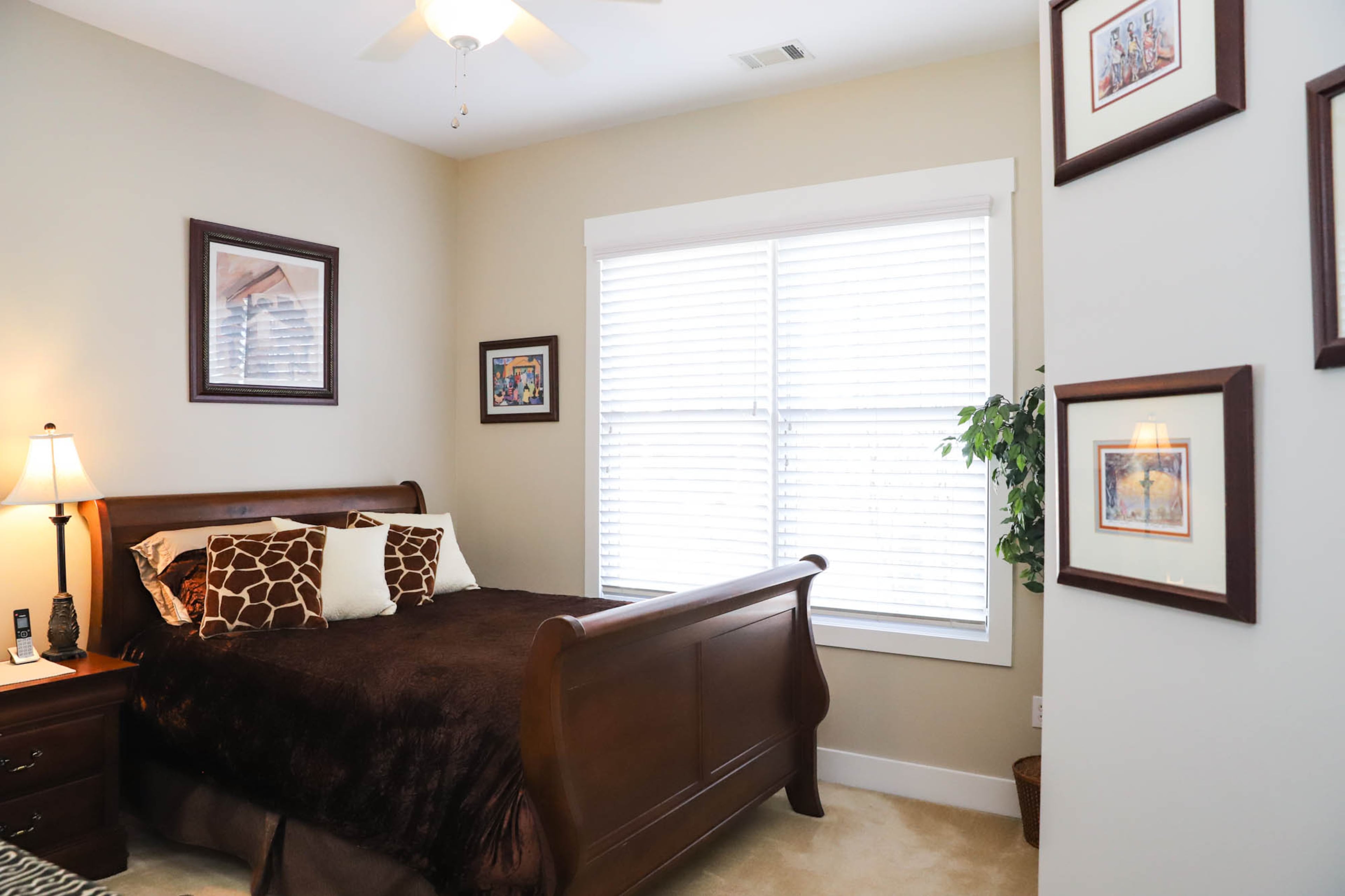 The other guest room of Gail Burns-Grant’s home belongs to her mother, Lillie Burns, who lives with Burns-Grant for about half of the year. Much of the art in here is from Burns-Grant’s time working in South Africa, and there are also prints of art by Floyd Gordon, an artist from South Carolina.