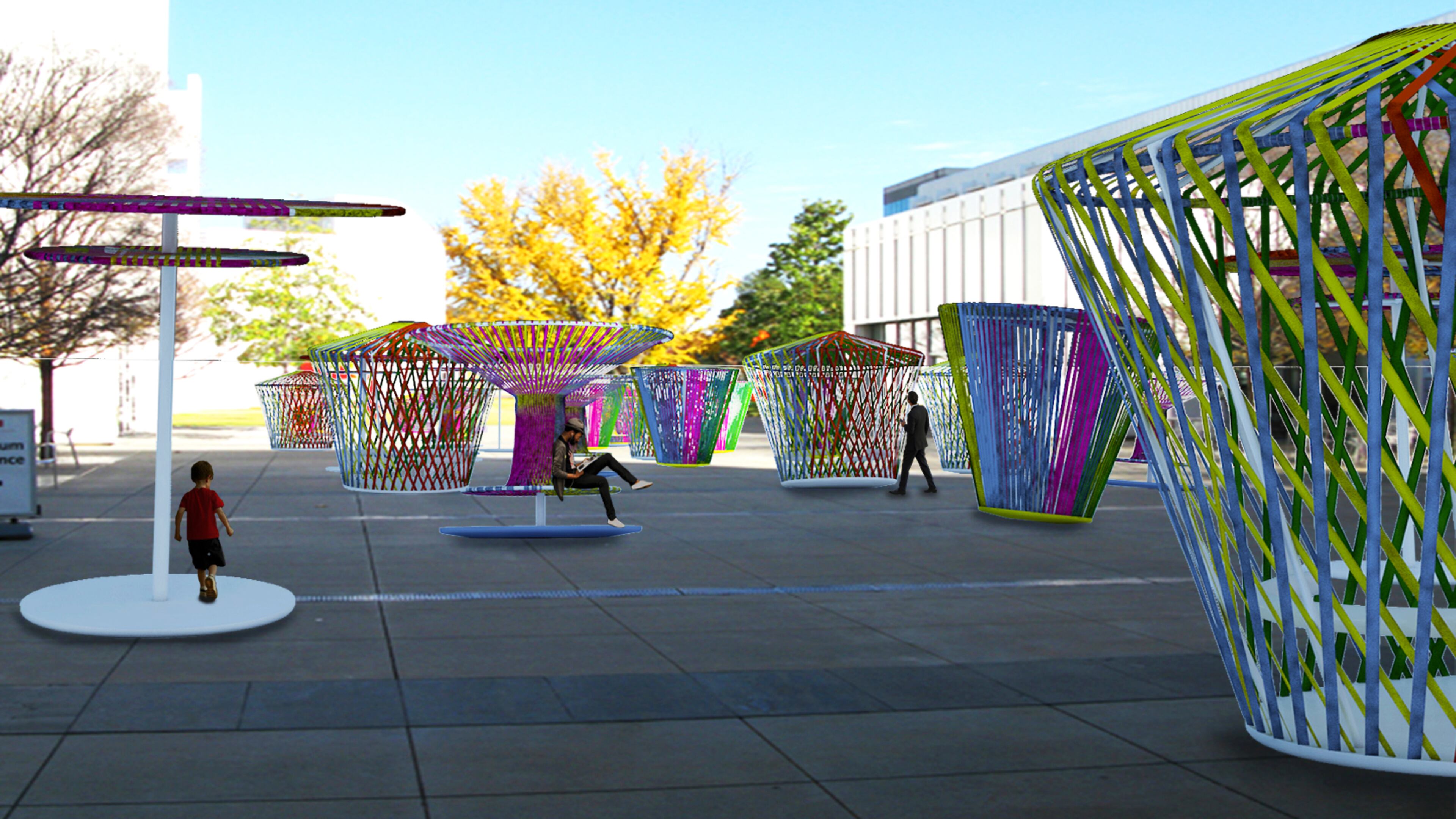 A rendering of "The Spinning Tops" installation coming to the piazza between the High Museum of Art and Memorial Arts Building this spring. CONTRIBUTED BY HIGH MUSEUM