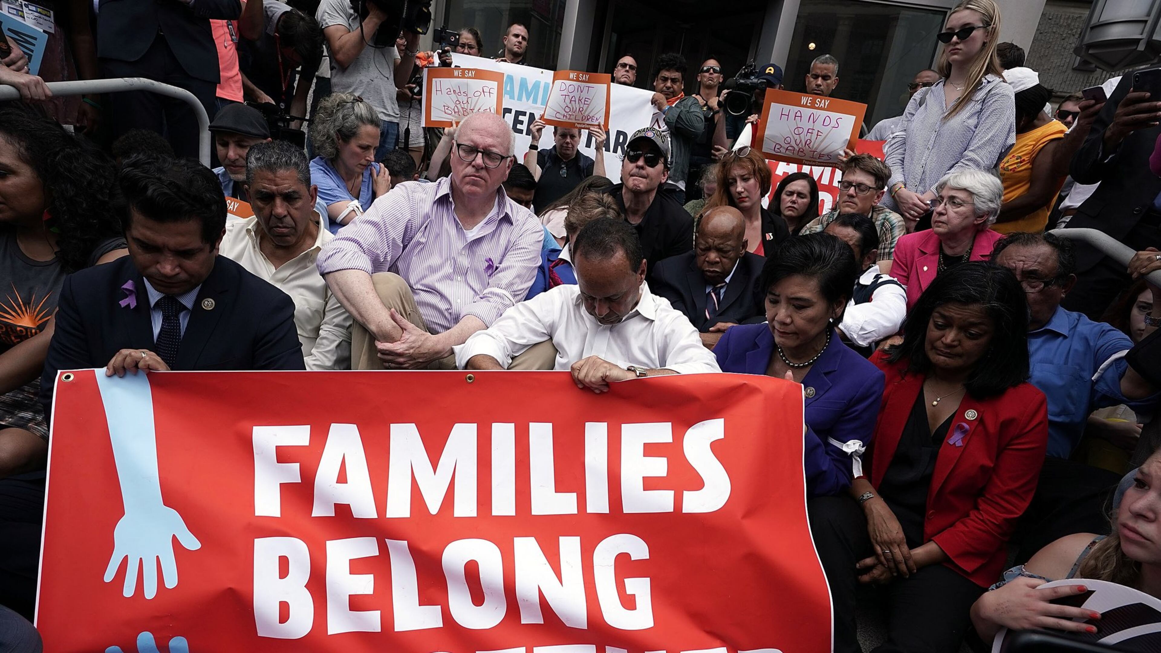 The Trump Administration policy of separating immigrant parents from their children at the border sparked protests across the country this summer, including this demonstration outside the headquarters of U.S. Customs and Border Protection in June in Washington, D.C. Demonstrators including U.S. Rep. Judy Chu (D-CA), Rep. John Lewis (D-GA), Rep. Al Green (D-TX), Rep. John Lewis (D-GA) and Rep. Luis Gutierrez (D-IL). (Photo by Alex Wong/Getty Images)