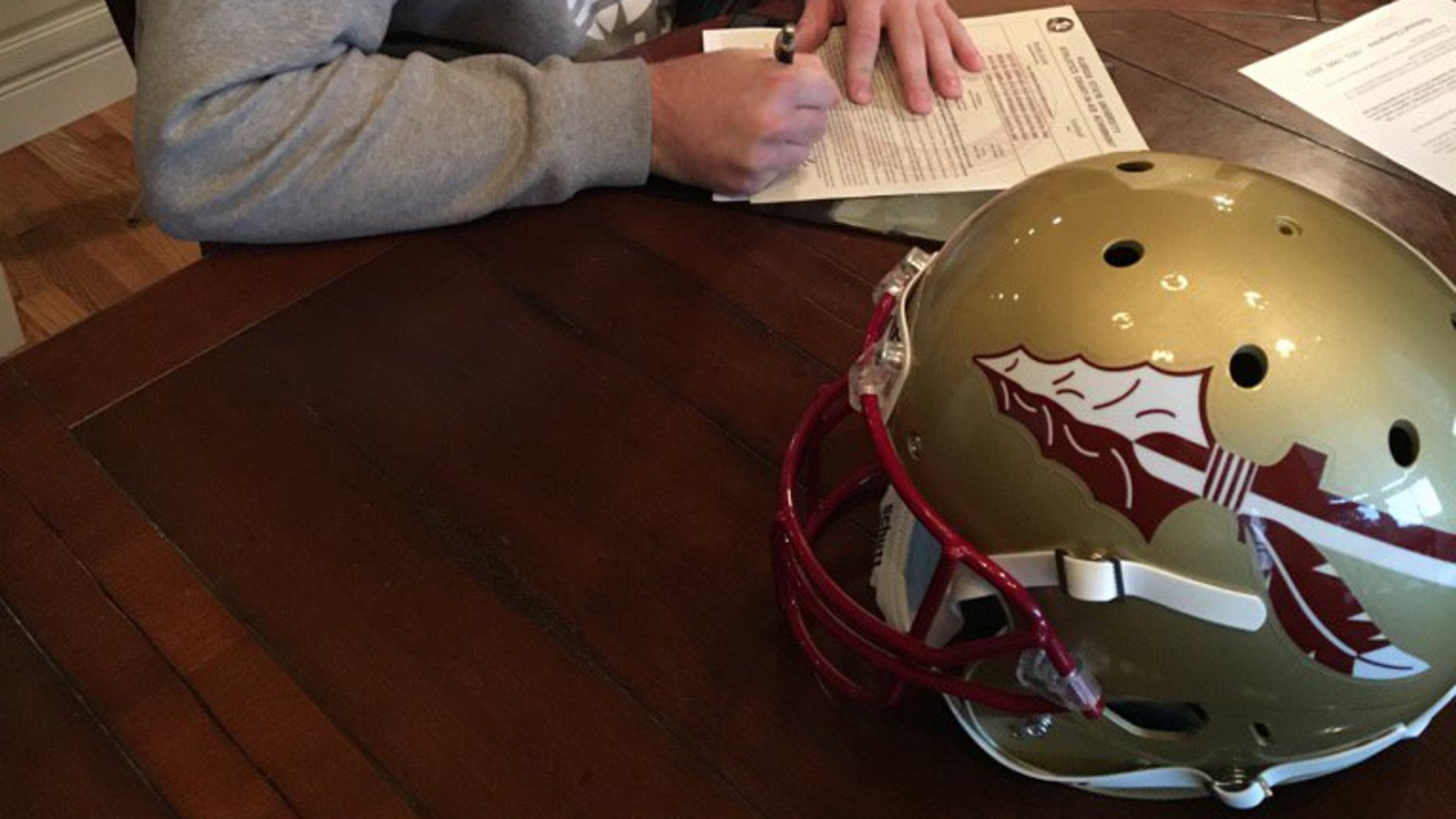 Class A all-state tight end Brady Scott of Mount Paran Christian signs with Florida State on Wednesday.