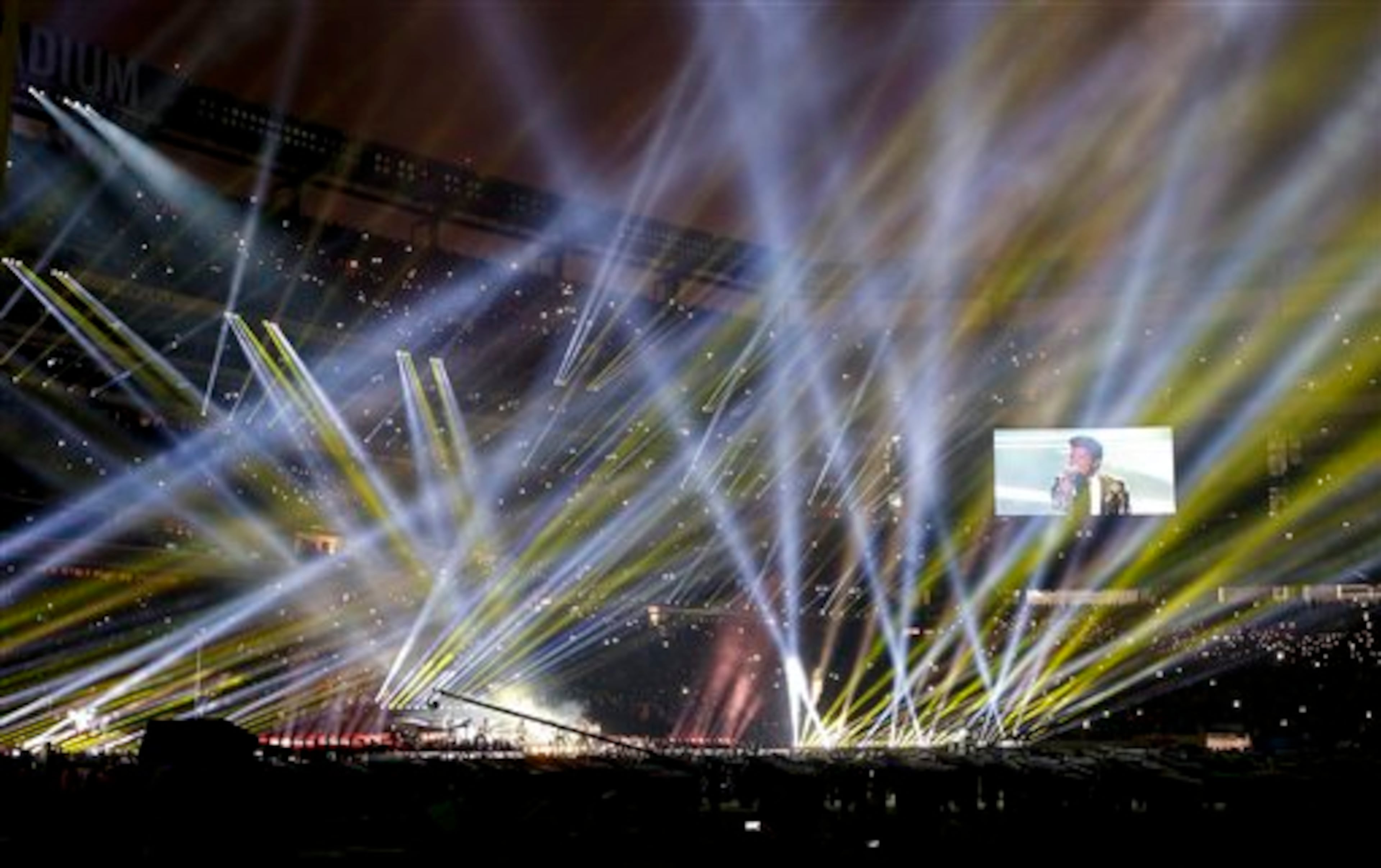 Bruno Mars performs during the halftime show of the NFL Super Bowl XLVIII football game between the Seattle Seahawks and the Denver Broncos, Sunday, Feb. 2, 2014, in East Rutherford, N.J. (AP Photo/Kathy Willens)