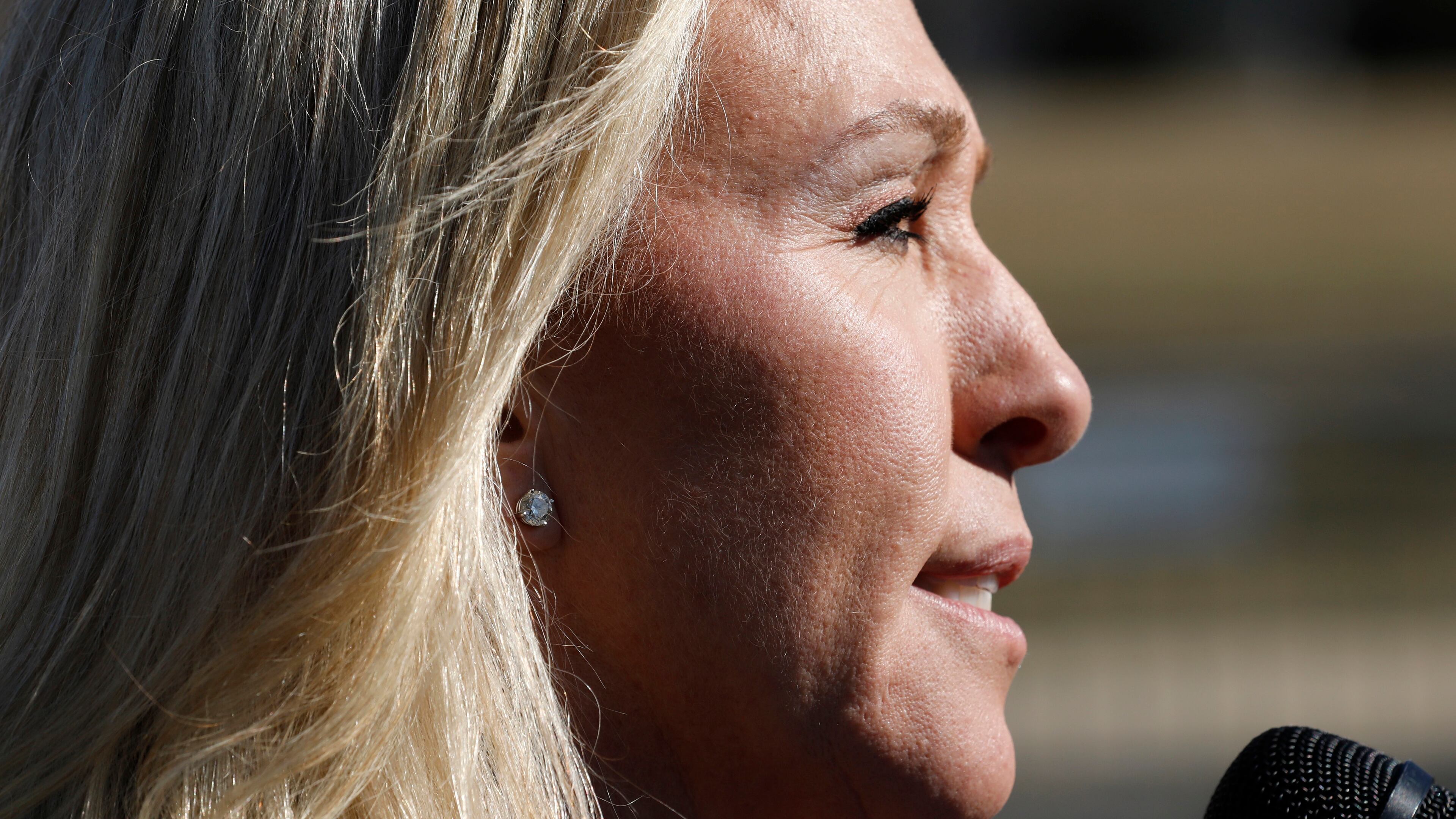 Rep. Marjorie Taylor Greene, R-Ga., speaks during a news conference outside the U.S. Capitol on Feb. 5, 2021, in Washington, D.C. (Yuri Gripas/Abaca Press/TNS)
