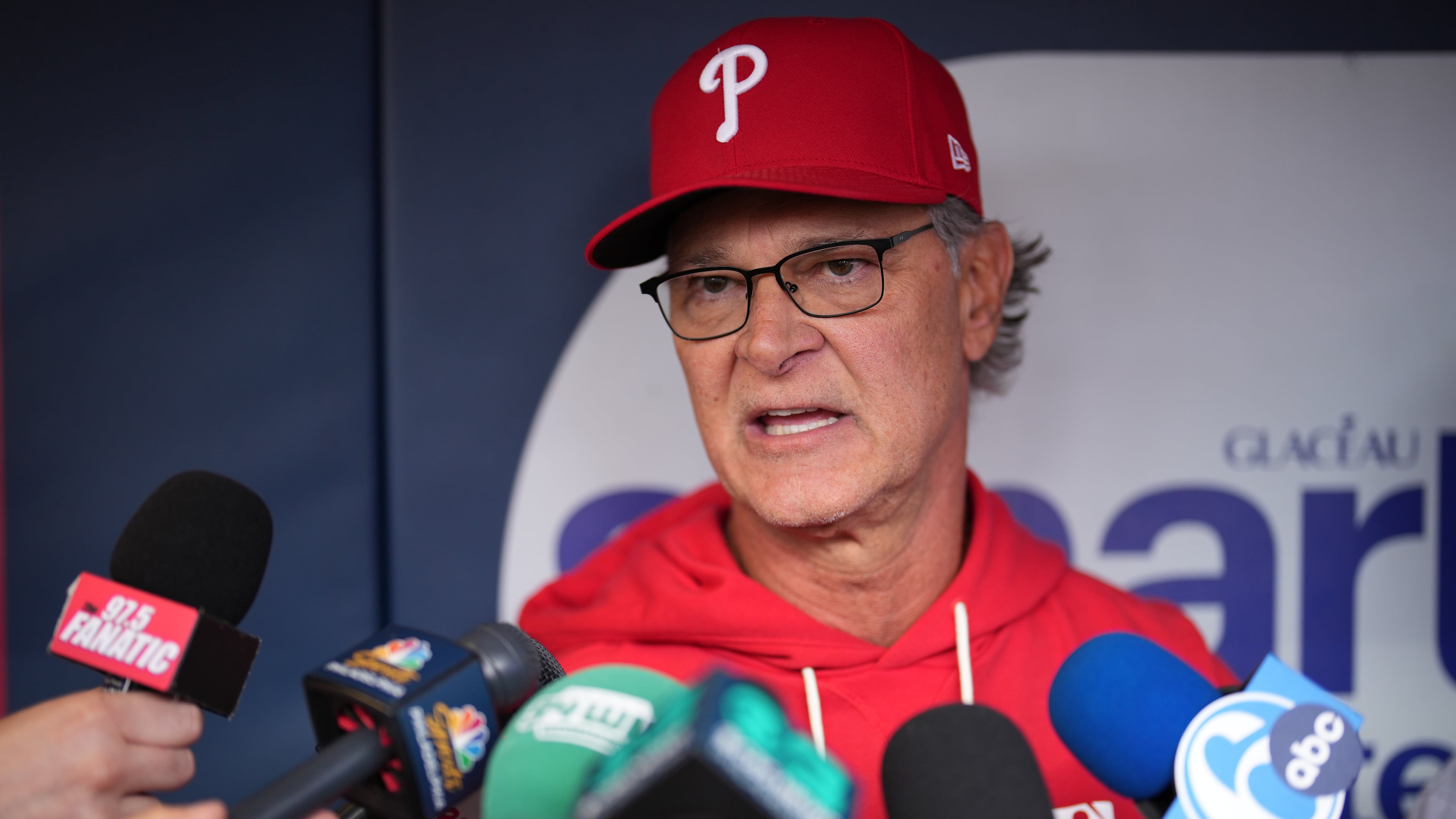 Philadelphia Phillies interim manager Don Mattingly speaks during a news conference before a baseball game against the San Francisco Giants Tuesday, April 28, 2026, in Philadelphia. (AP Photo/Matt Slocum)