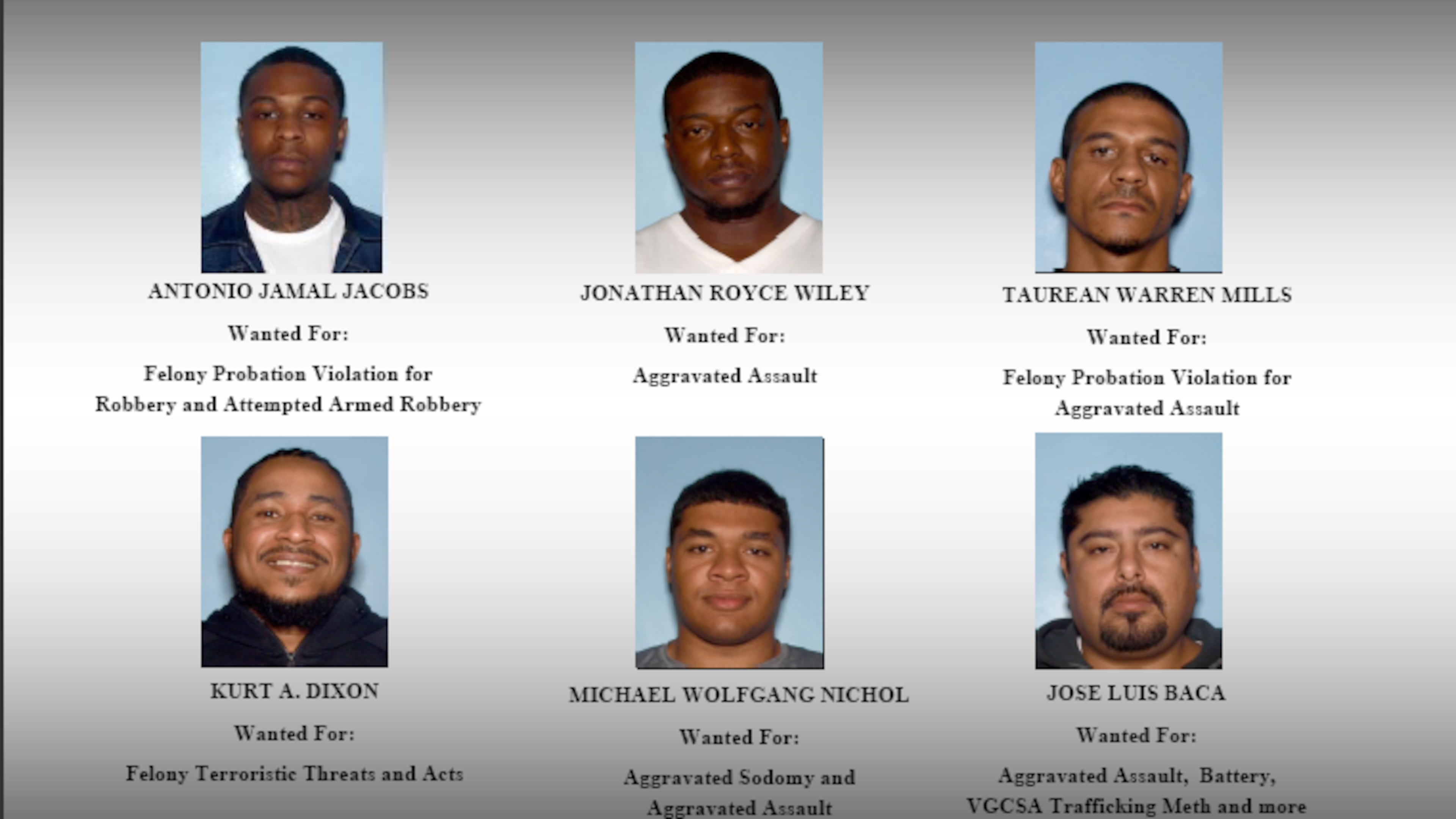 The Gwinnett County Sheriff's Office is searching for six men who are wanted on outstanding warrants.