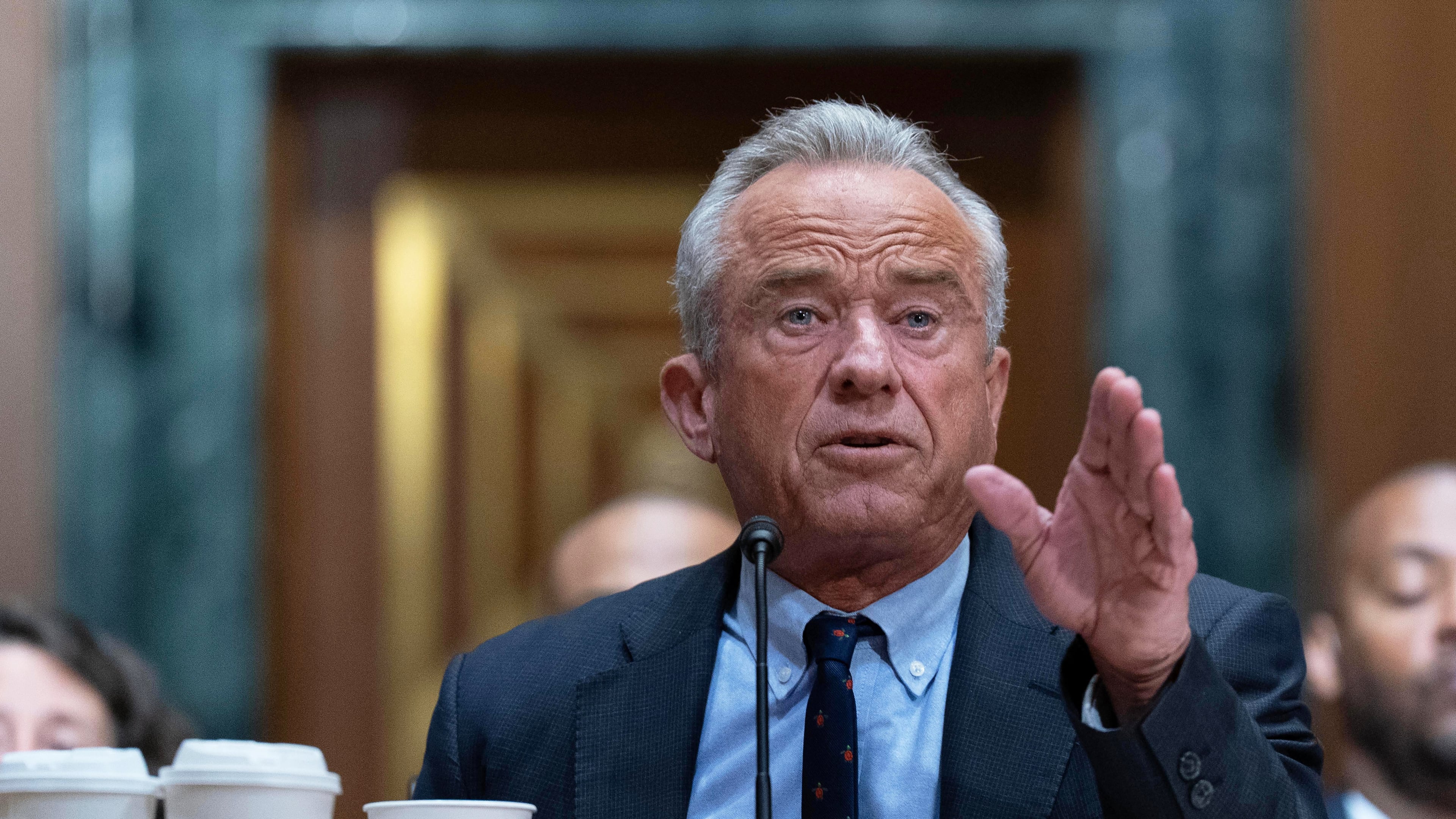 Health and Human Services Secretary Robert F. Kennedy Jr. testifies before the Senate Committee on Finance hearing to examine the President's proposed budget request for fiscal year 2027 for the Department of Health and Human Services on Capitol Hill, Wednesday, April 22, 2026, in Washington. (AP Photo/Jose Luis Magana)