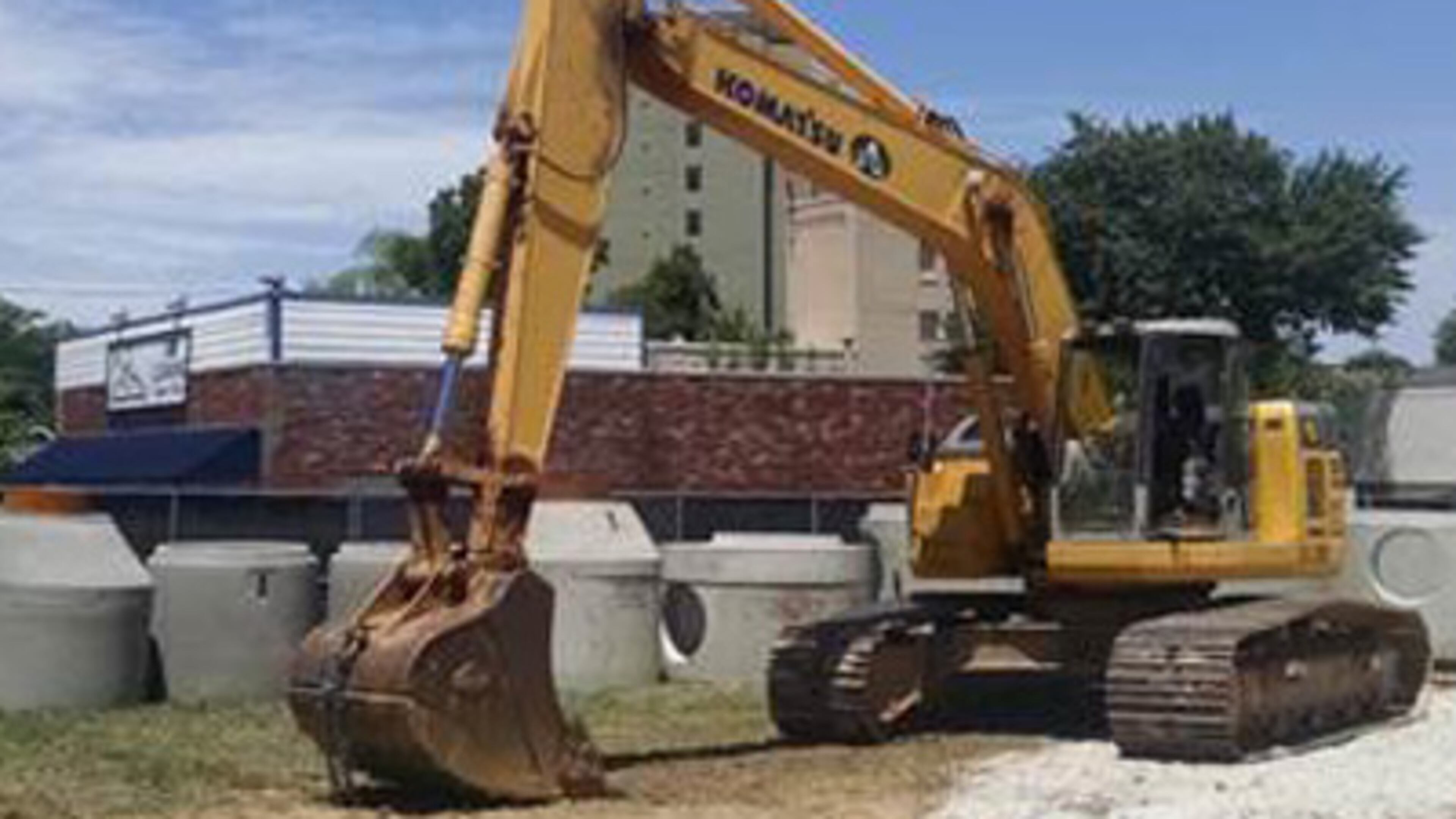The staging area at East Howard Avenue and North Candler Street where Decatur is rebuilding a major portion of its ancient downtown stormwater system. Courtesy City of Decatur
