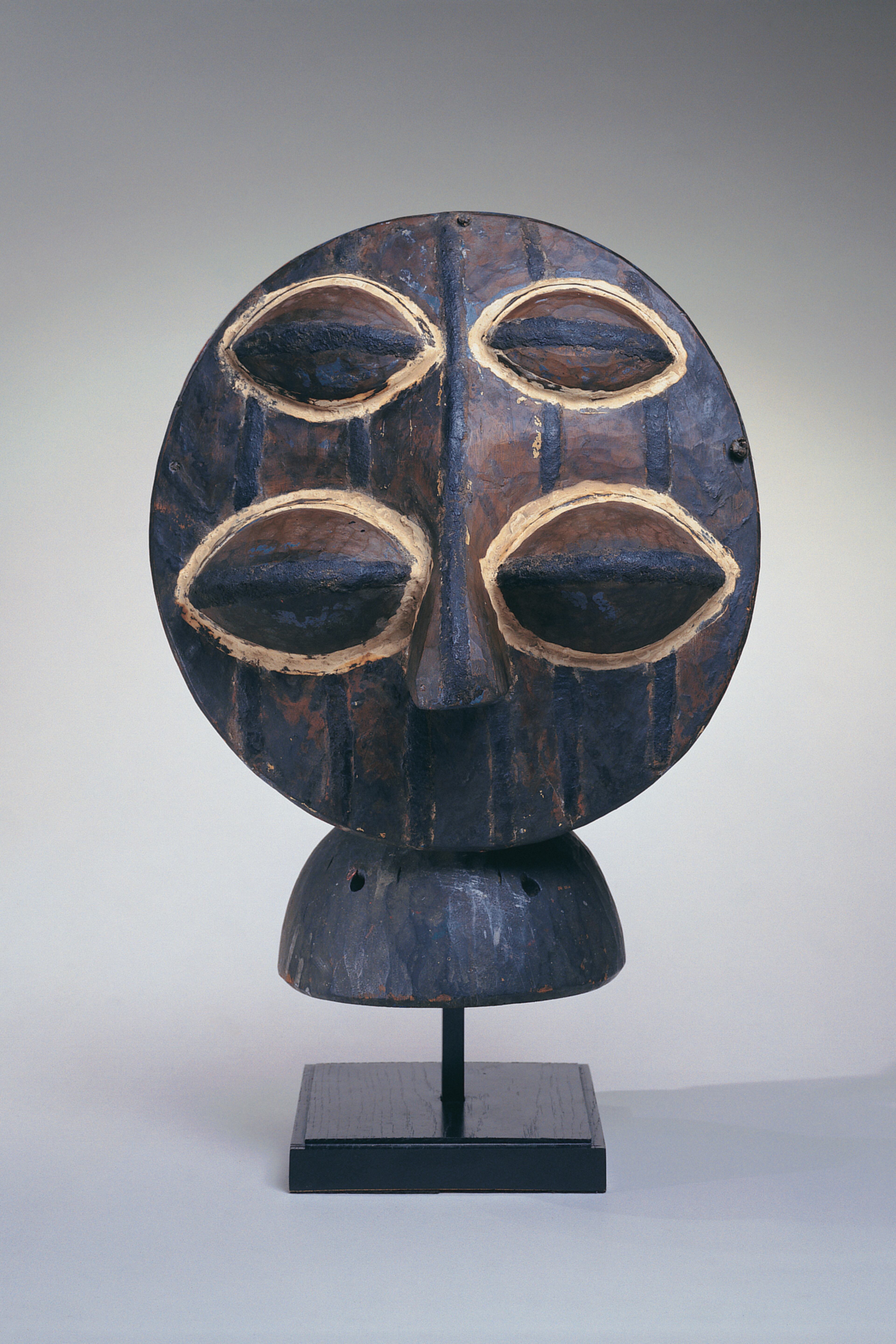 A Yoruba Nigerian artist made this headdress depicting a Janus-faced water spirit, in the 20th century.
Baeza said this is a compliment to the Yoruba water spirit that is not one aquatic creature but three.
"This headdress is an example of the innovation, skill, and imagination of Yoruba artists of southwestern Nigeria. The large facial features are typical of Yoruba sculpture, with bulging eyes and triangular nose in high relief. However, the flat, disk-like face is unusual, contrasting with the typical rounded, fleshy forms of Yoruba sculpture. Masks such as this one perform in masquerade festivals in southern Yoruba and neighboring Ijebu communities to honor water spirits."