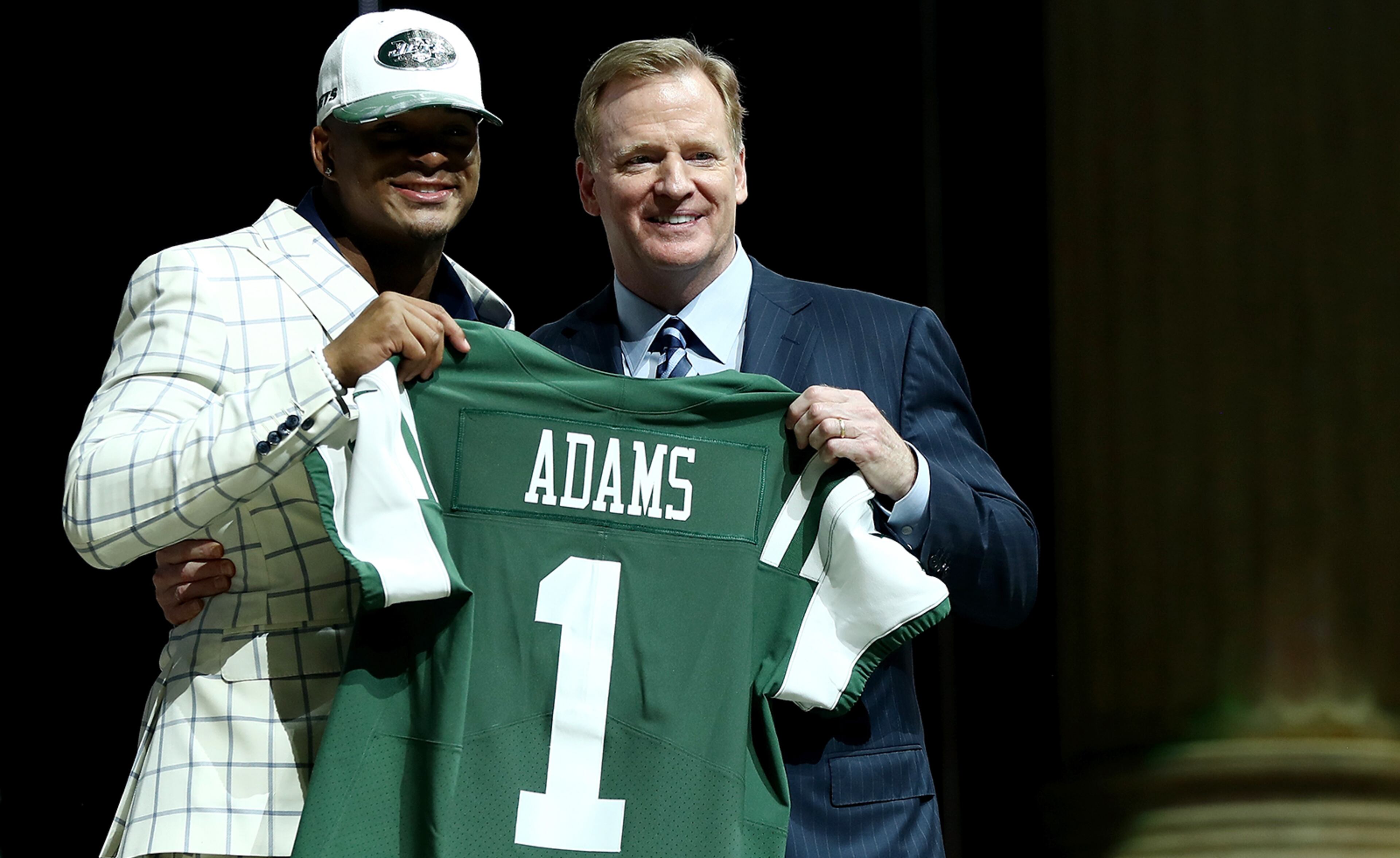 PHILADELPHIA, PA - APRIL 27: (L-R) Jamal Adams of LSU poses with Commissioner of the National Football League Roger Goodell after being picked #6 overall by the New York Jets during the first round of the 2017 NFL Draft at the Philadelphia Museum of Art on April 27, 2017 in Philadelphia, Pennsylvania. (Photo by Elsa/Getty Images)