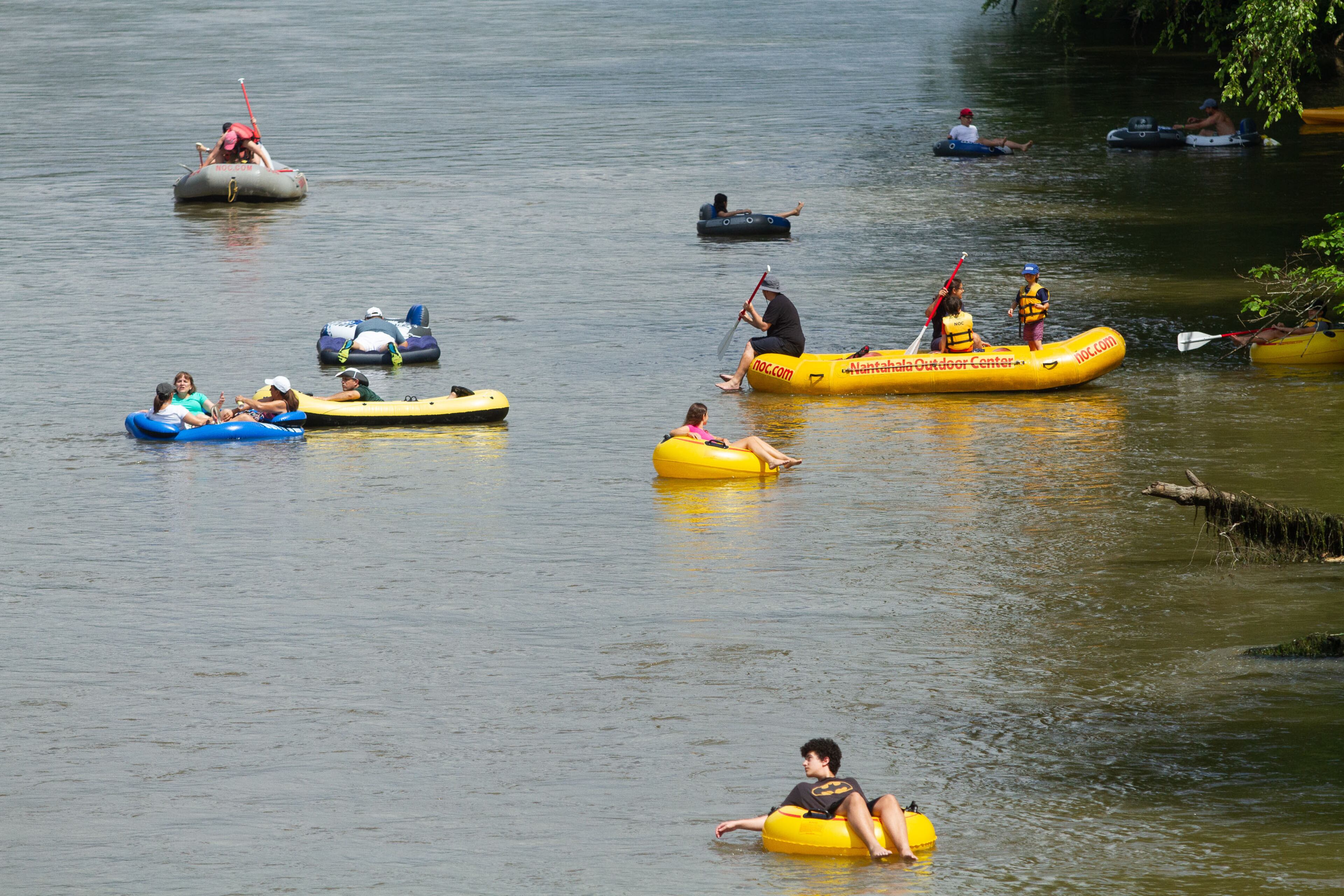 People head down the Chattahoochee River after putting in at Powers Island Park in Sandy Springs on Sunday, June 28, 2020. STEVE SCHAEFER FOR THE ATLANTA JOURNAL-CONSTITUTION