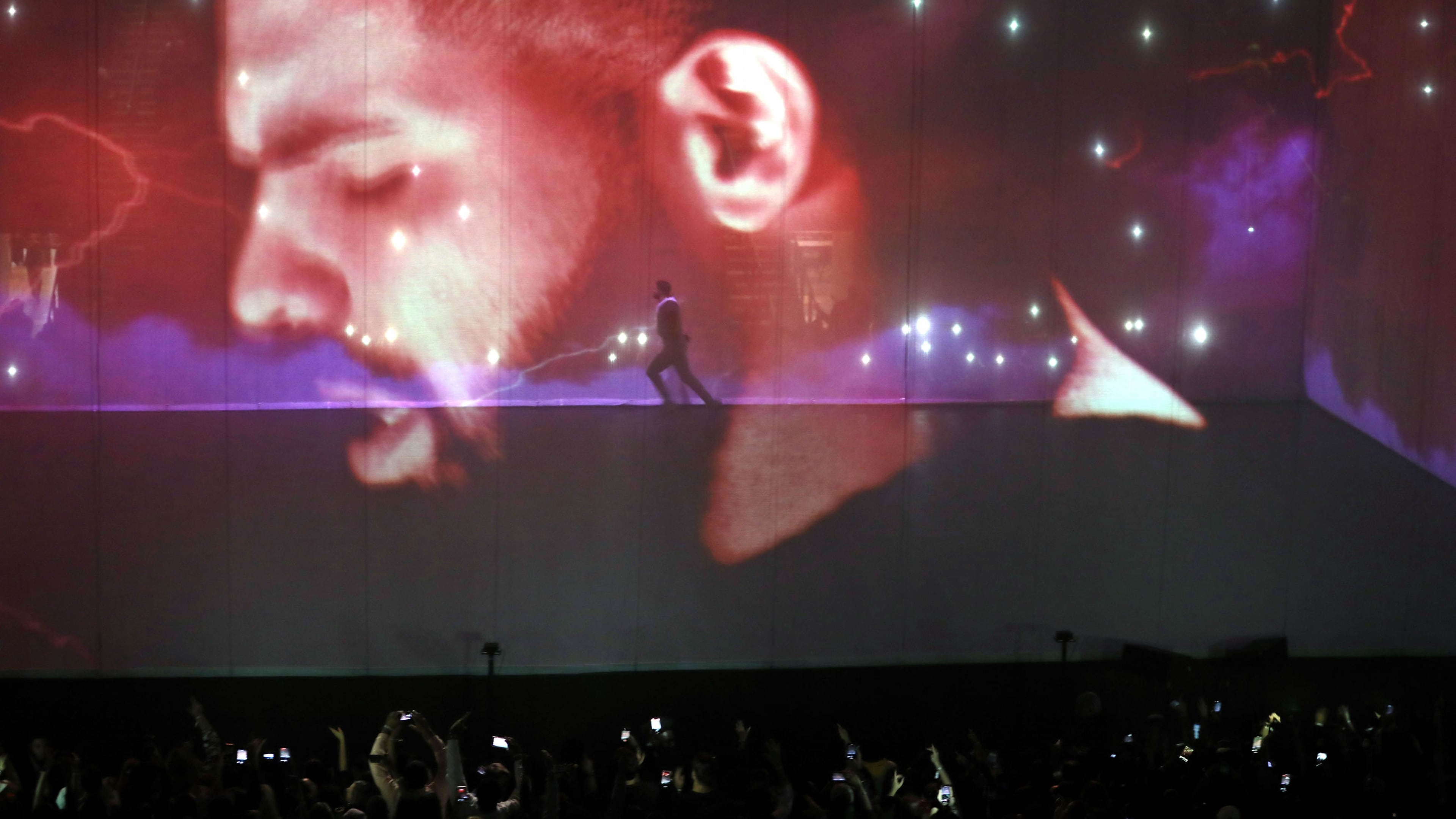 Drake brought an elaborate stage production to State Farm Arena, where he's playing the final three dates of his tour through Sunday. Photo: Robb Cohen Photography & Video /RobbsPhotos.com