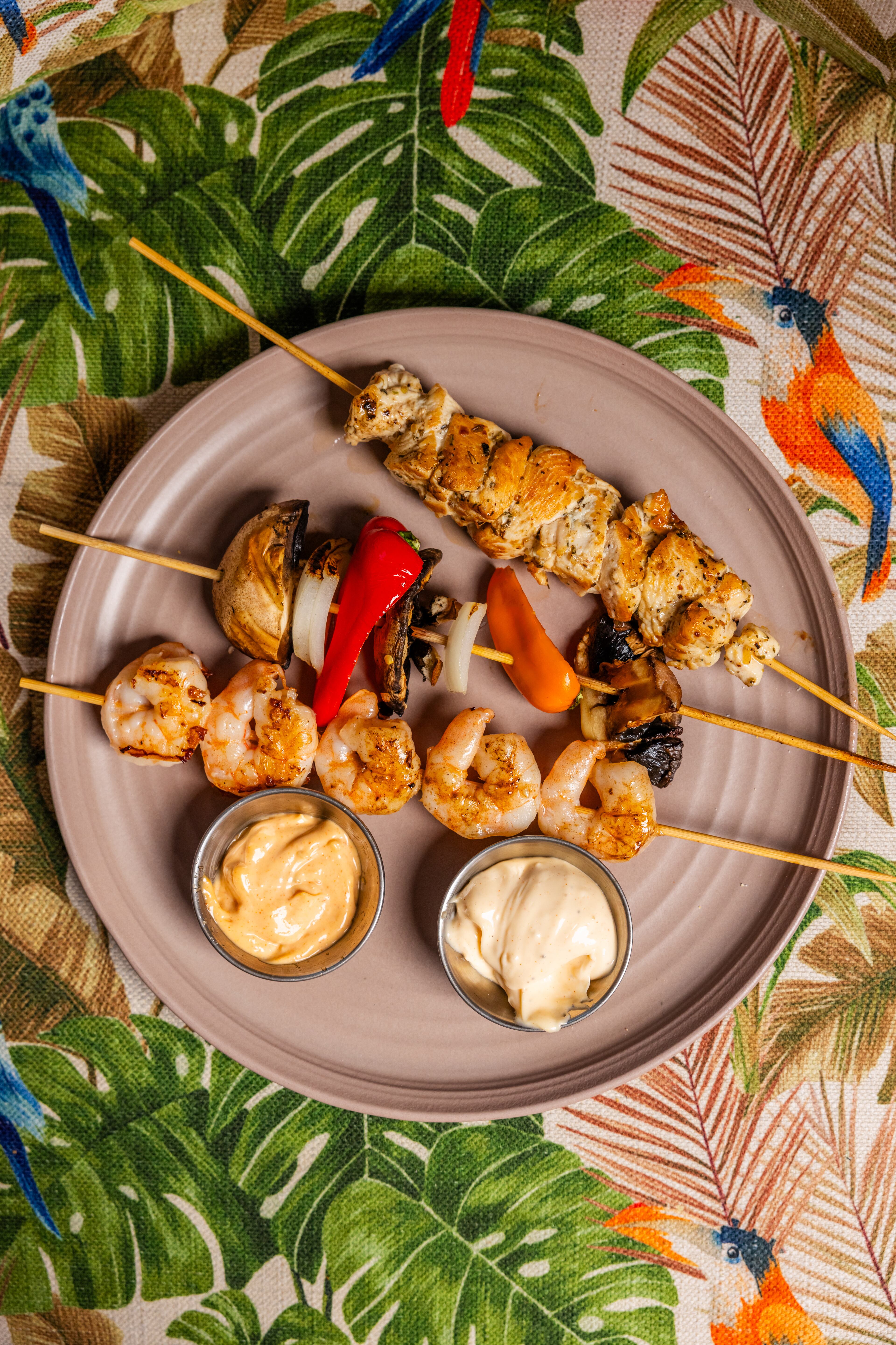 Grilled skewers are among the dishes available at Side Saddle Wine Saloon. (Courtesy of Rebecca Carmen/Side Saddle Wine Saloon)