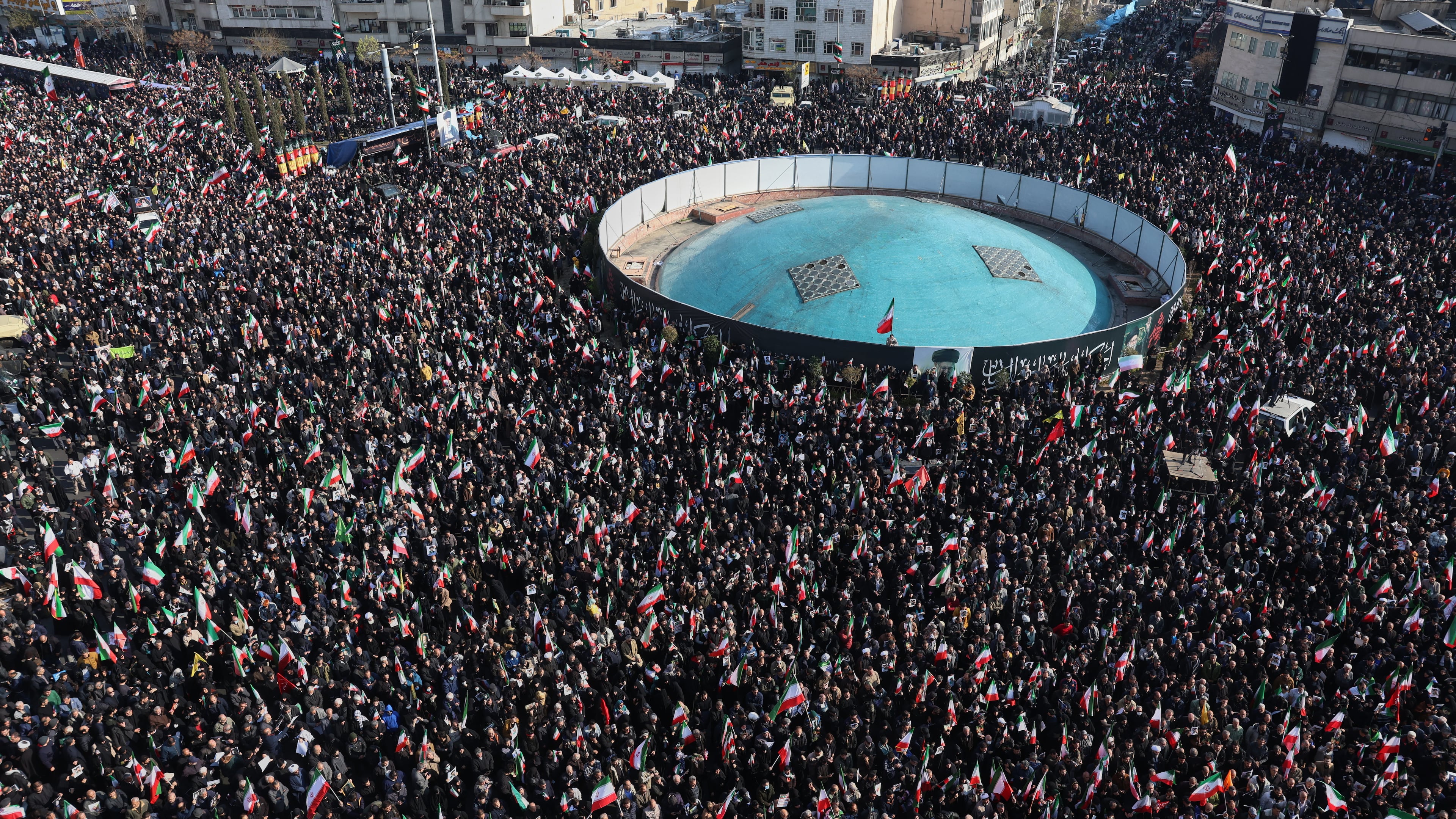 People gather in a rally to support Ayatollah Mojtaba Khamenei, the successor to his late father Ayatollah Ali Khamenei as supreme leader, in Tehran, Iran, Monday, March 9, 2026. (AP Photo/Vahid Salemi)