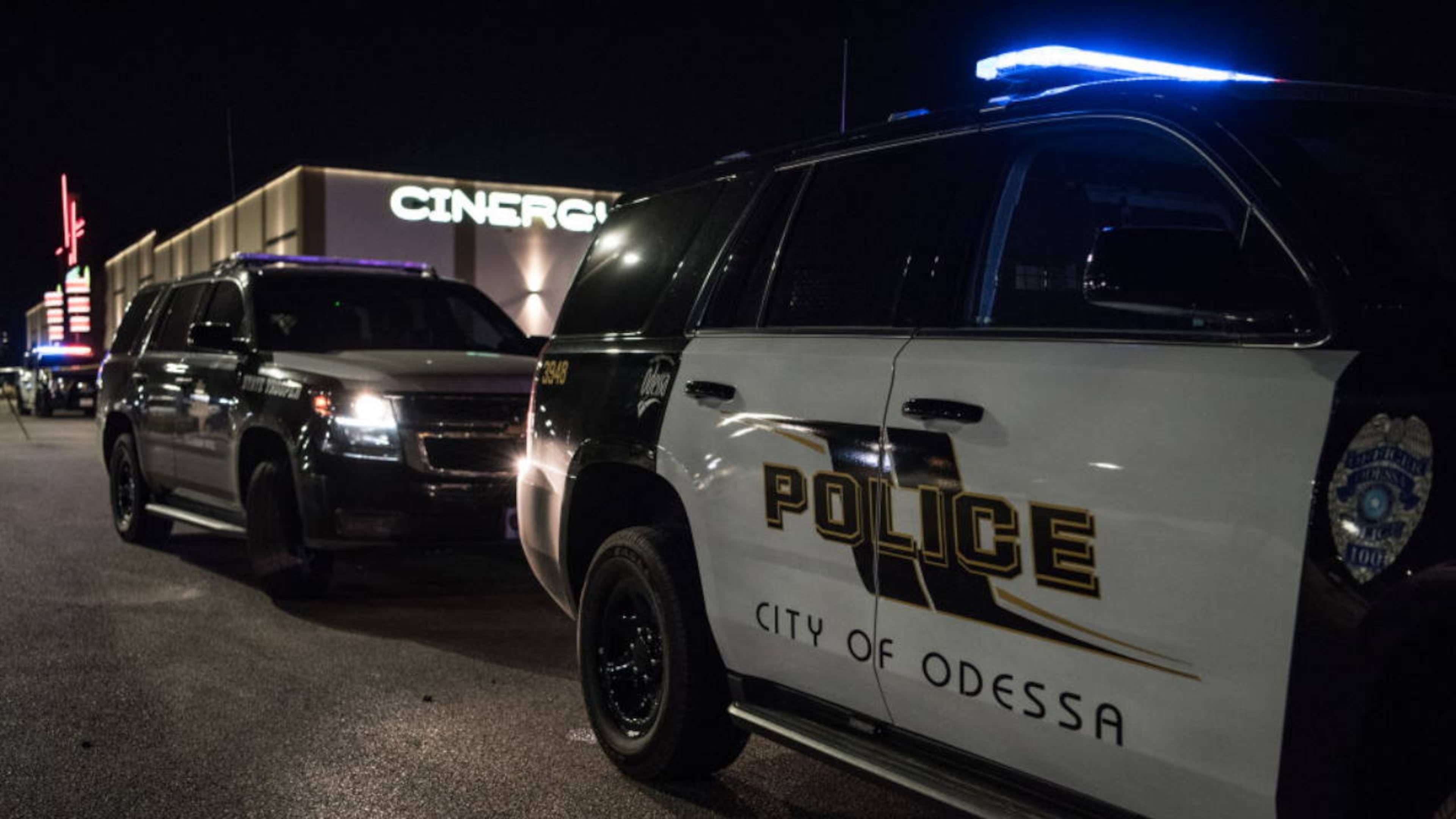 Odessa and Midland police and sheriff's deputies surrounded a white van in Odessa, Texas, on Saturday after reports of gunfire.