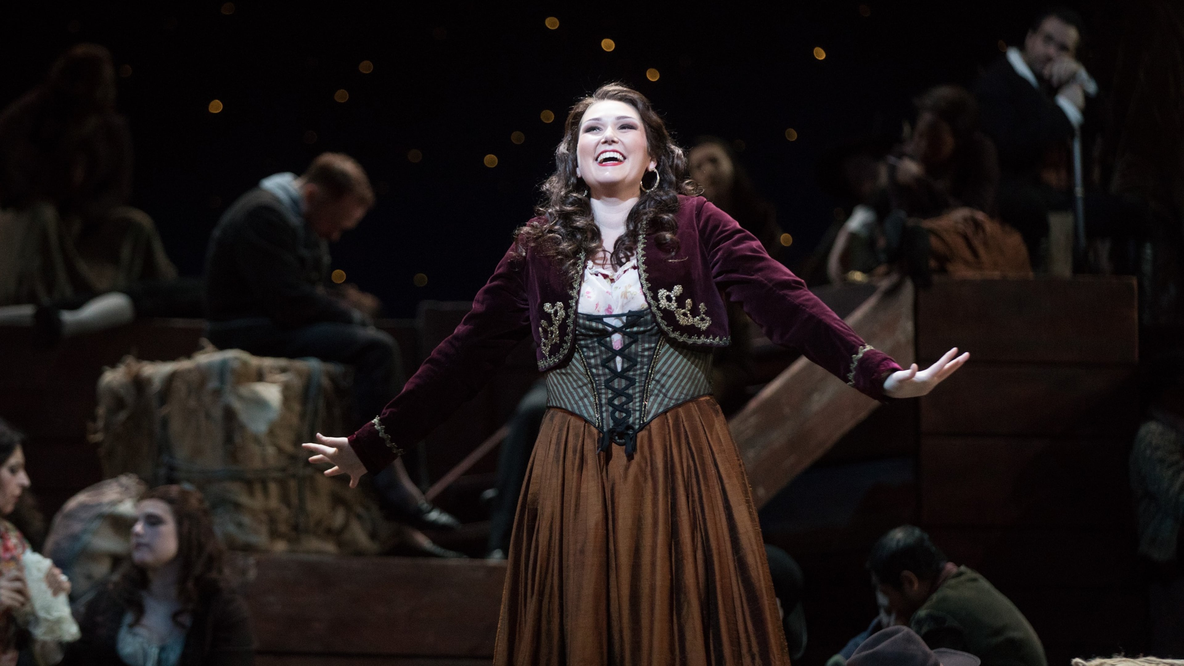 Kaitlyn Johnson, daughter of Georgia Tech football coach Paul Johnson, performs the role of Frasquita in the Atlanta Opera's production of "Carmen. (Atlanta Opera)