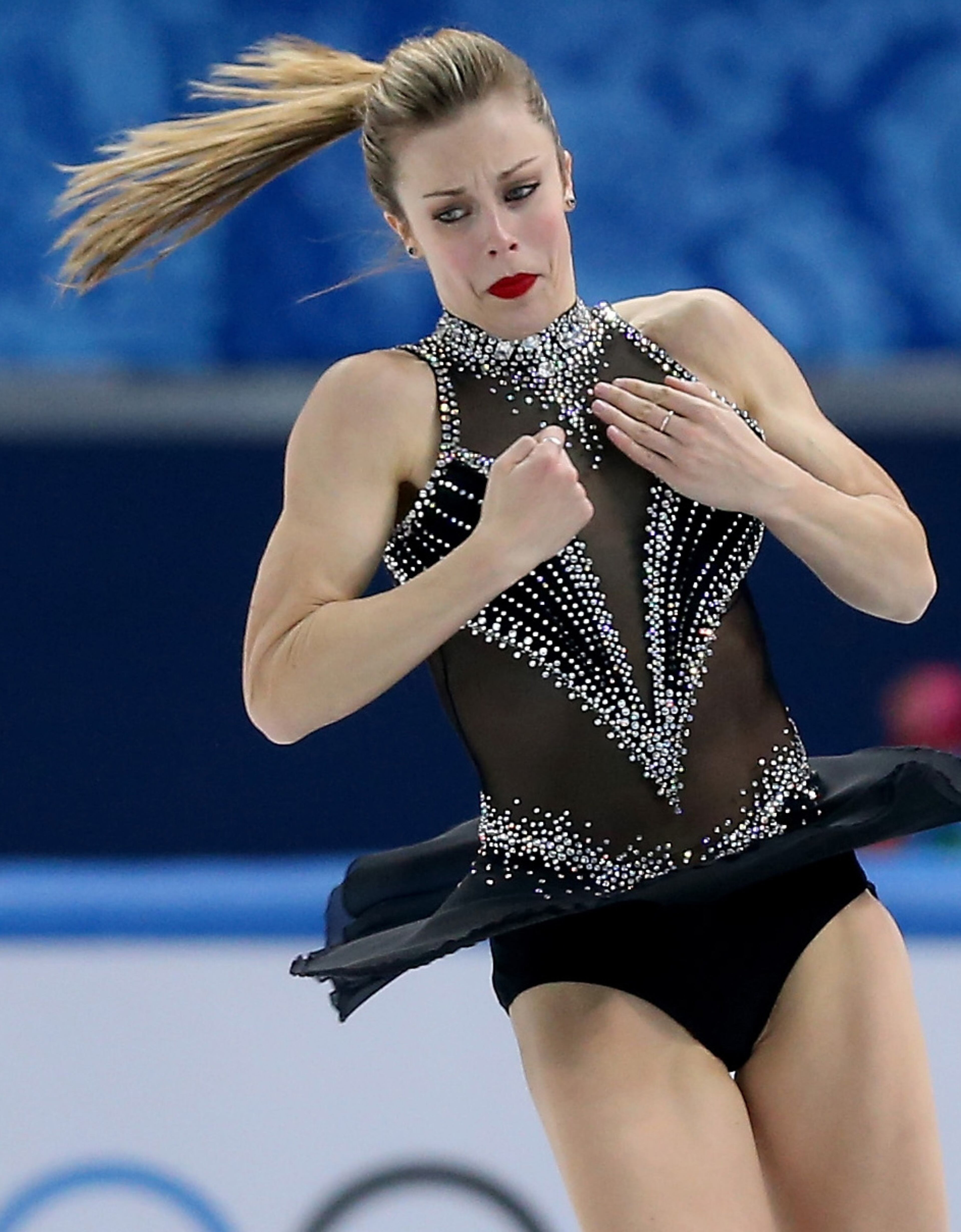SOCHI, RUSSIA - FEBRUARY 19: Ashley Wagner of the United States competes in the Figure Skating Ladies' Short Program on day 12 of the Sochi 2014 Winter Olympics at Iceberg Skating Palace on February 19, 2014 in Sochi, Russia. (Photo by Matthew Stockman/Getty Images)