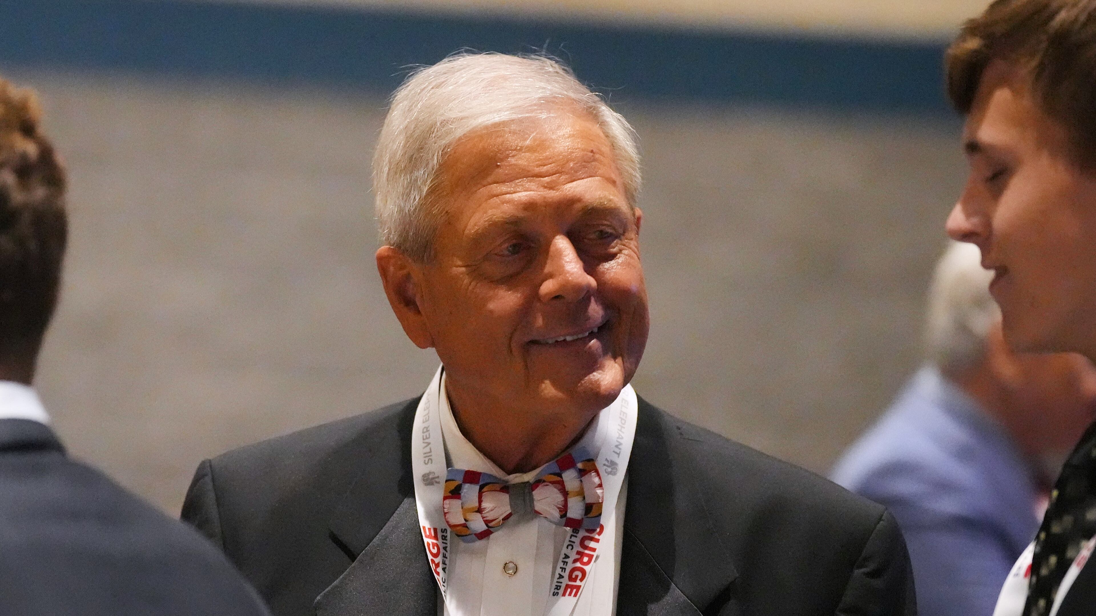 U.S. Rep. Ralph Norman, R-S.C., speaks with attendees at the South Carolina Republican Party's Silver Elephant Gala on Saturday, Aug. 15, 2026, in Columbia, S.C. (AP Photo/Meg Kinnard)