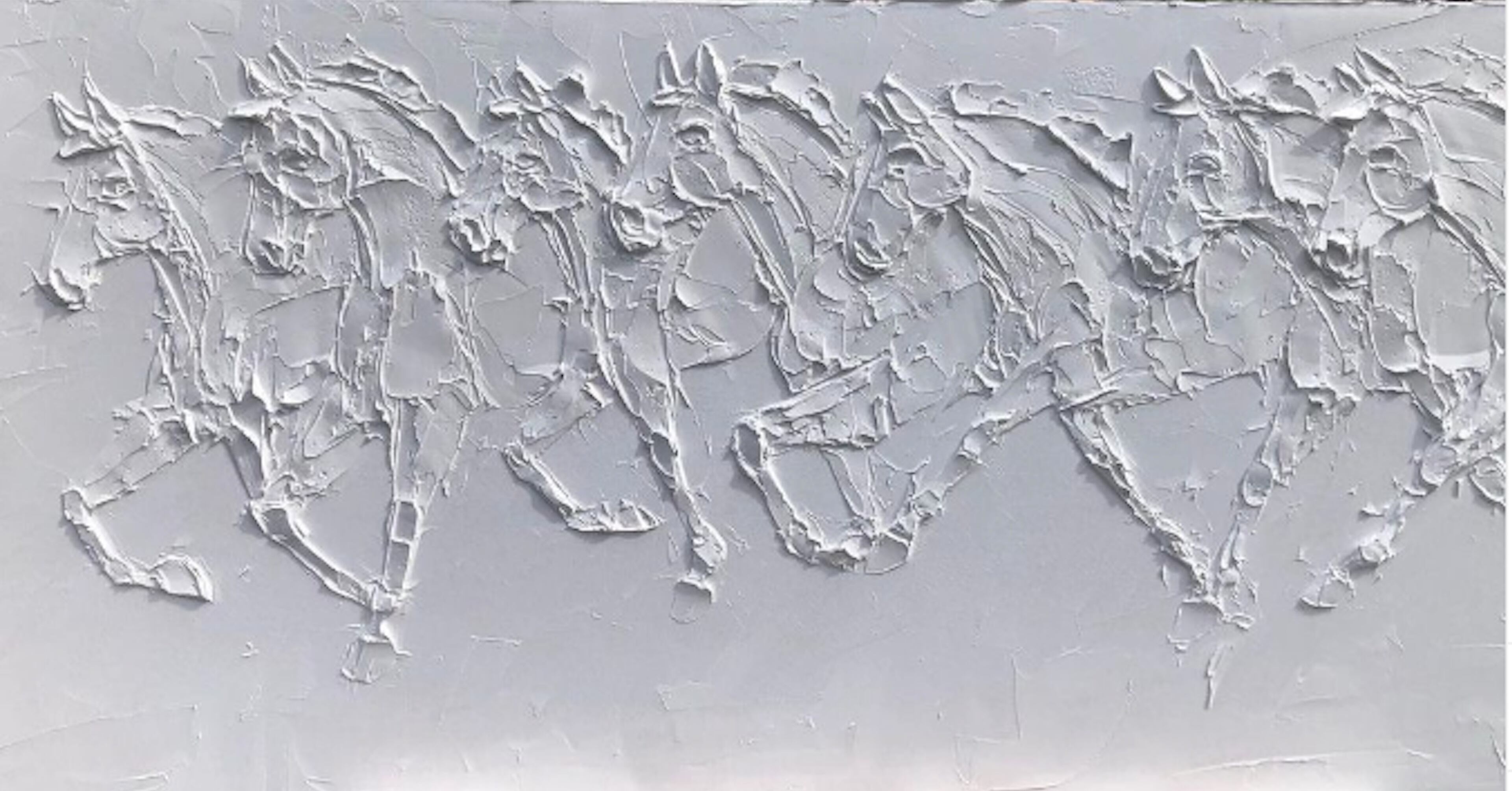 A Brooke Major oil sculpture of wild horses.