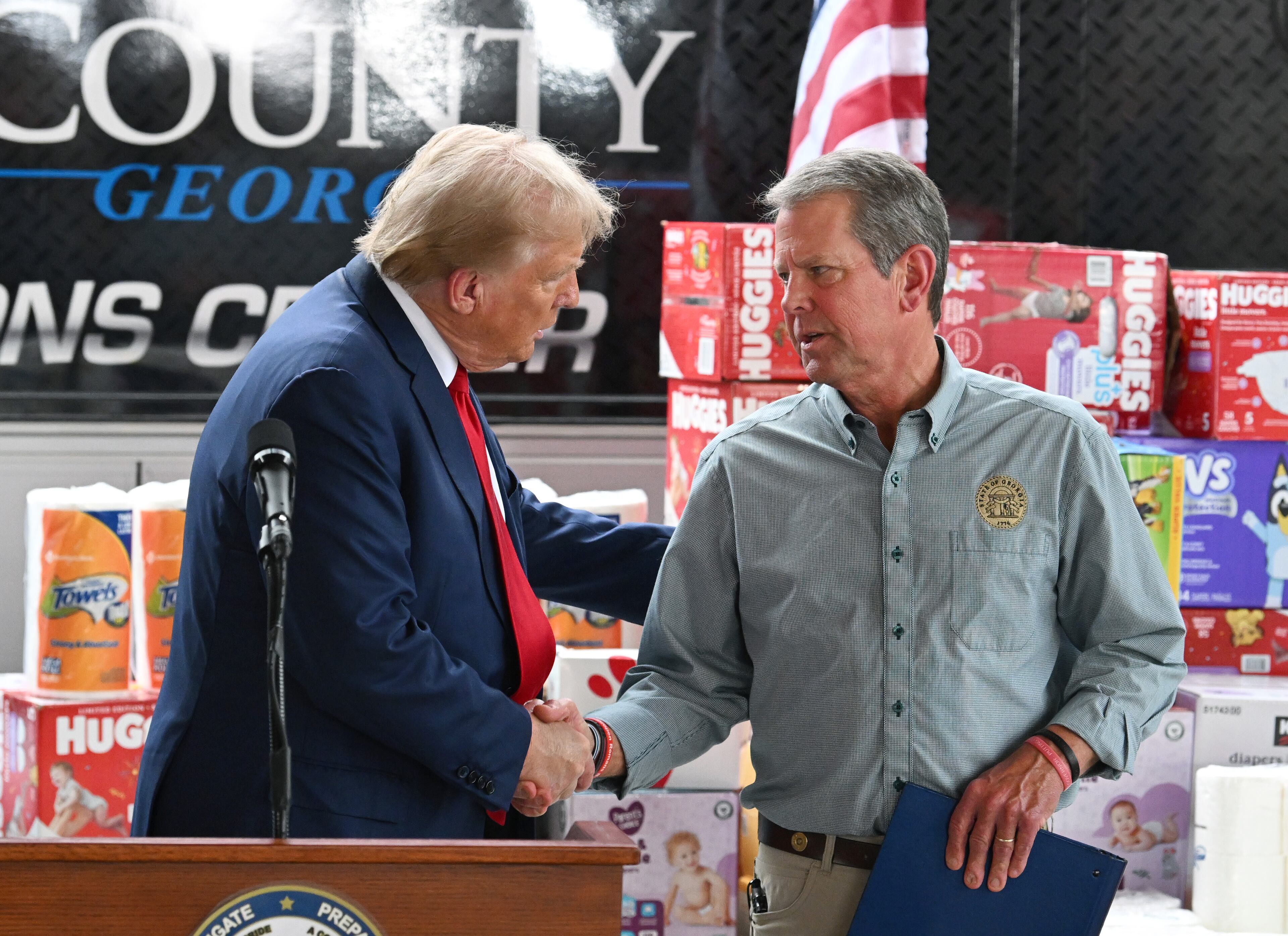 Donald Trump and Gov. Brian Kemp met up in October to survey damage from Hurricane Helene in Georgia.