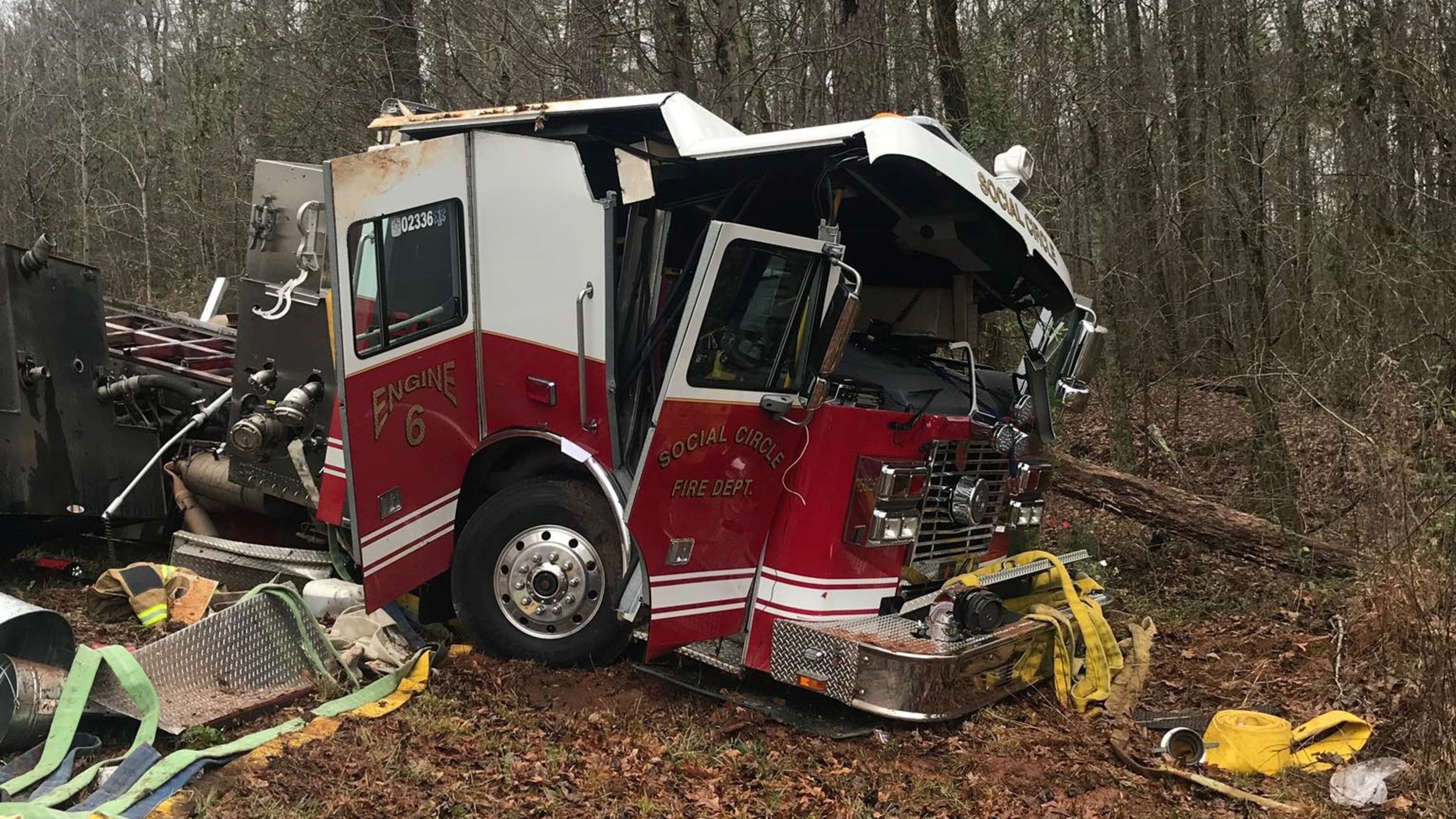 A City of Social Circle firetruck wrecked Thursday, sending two firefighters to the hospital, authorities said.