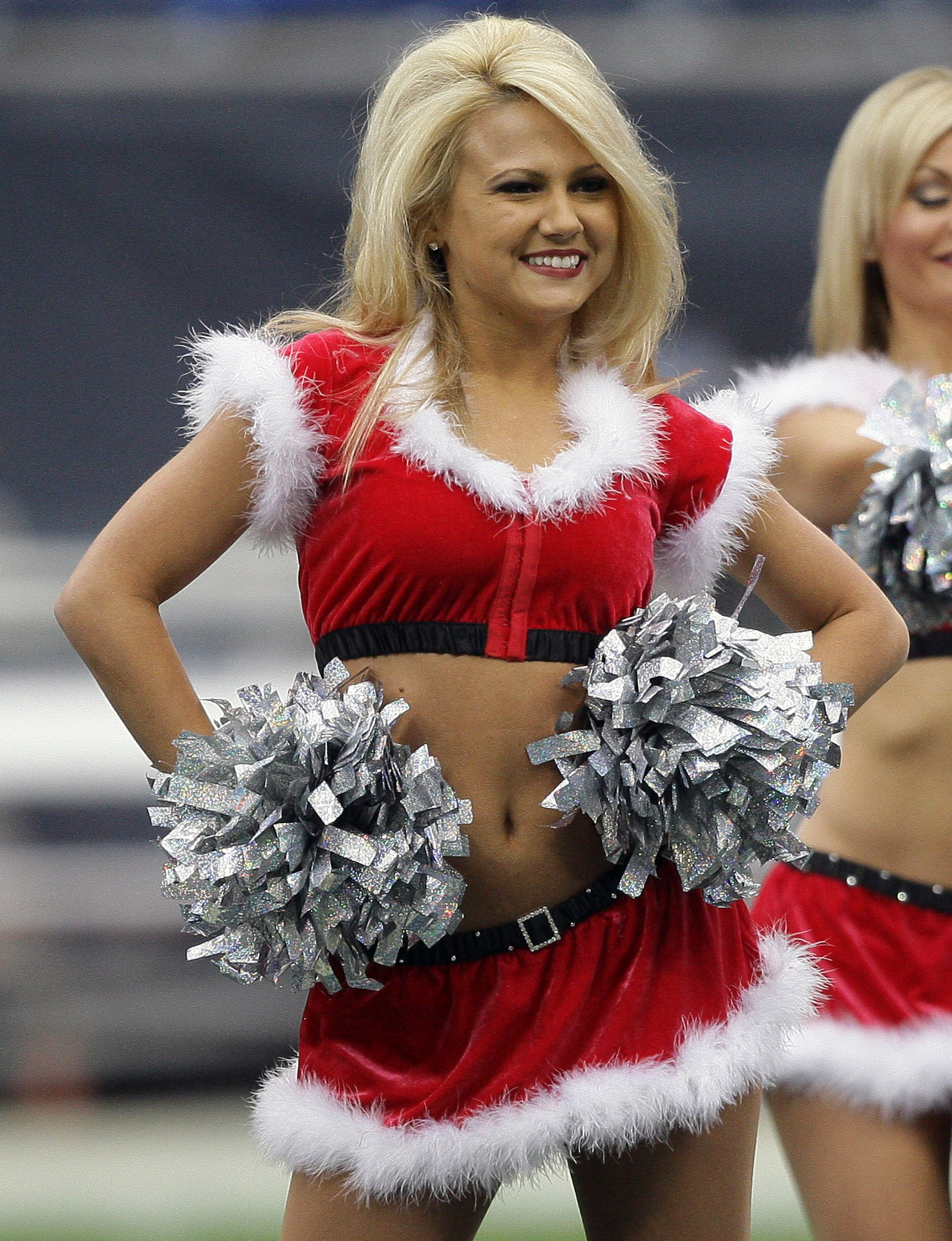 Houston Texans Cheerleaders perform in their Christmas attire against the Seattle Seahawks at Reliant Stadium on Dec. 13, 2009 in Houston.