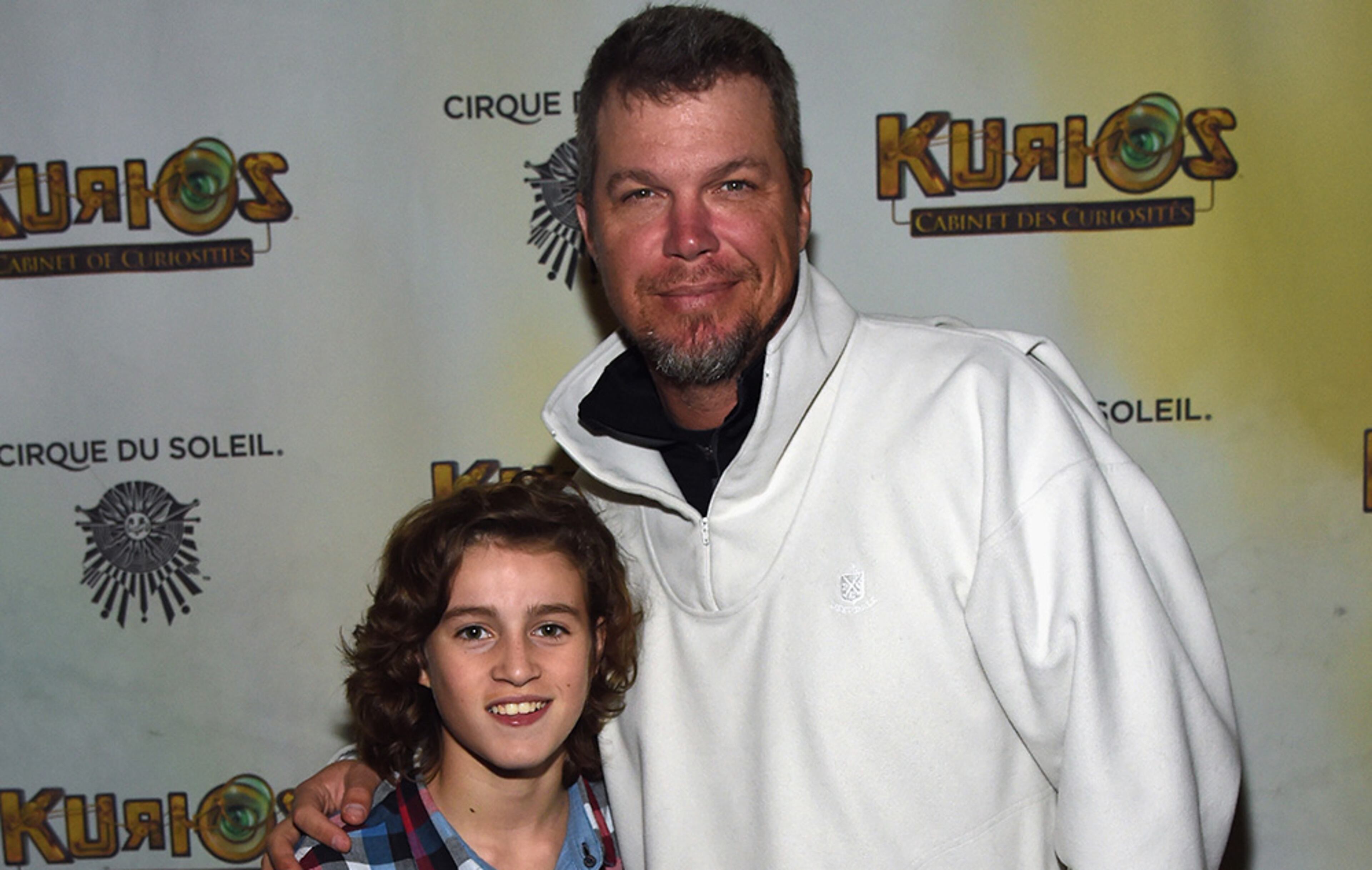 Actor Brandon Spink, of "Batman vs. Superman," and longtime Braves slugger Chipper Jones attend the Atlanta Premiere Of Cirque du Soleil's Kurios - Cabinet Of Curiosities Thursday, March 3, 2016 in Atlanta. The show runs through May 8 at Atlantic Station.