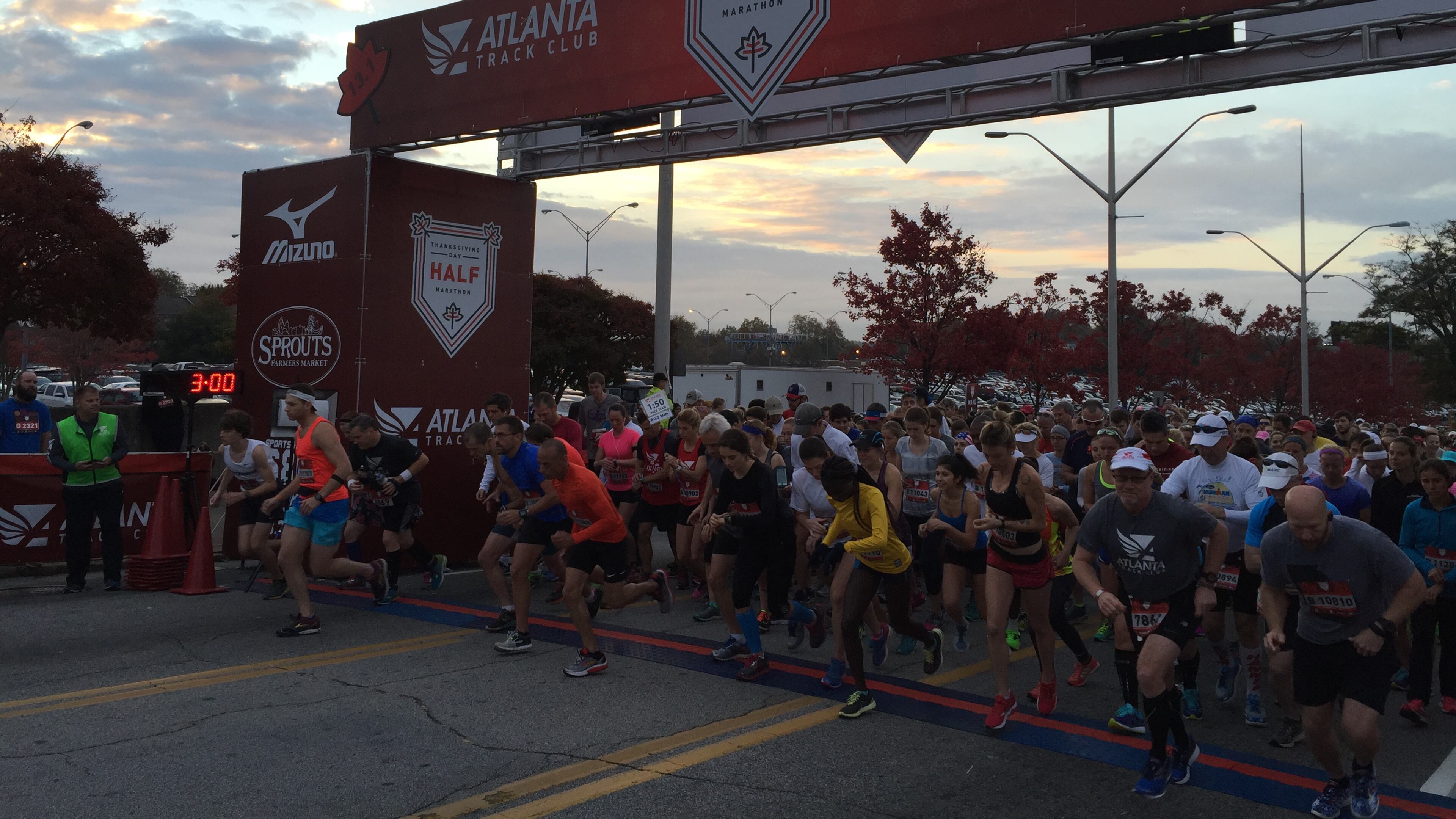 Nearly 12,000 turned out for the variety of events at the Thanksgiving Day run at Turner Field and were met with sunny skies and mild temperatures. (Photo courtesy of Atlanta Track Club)