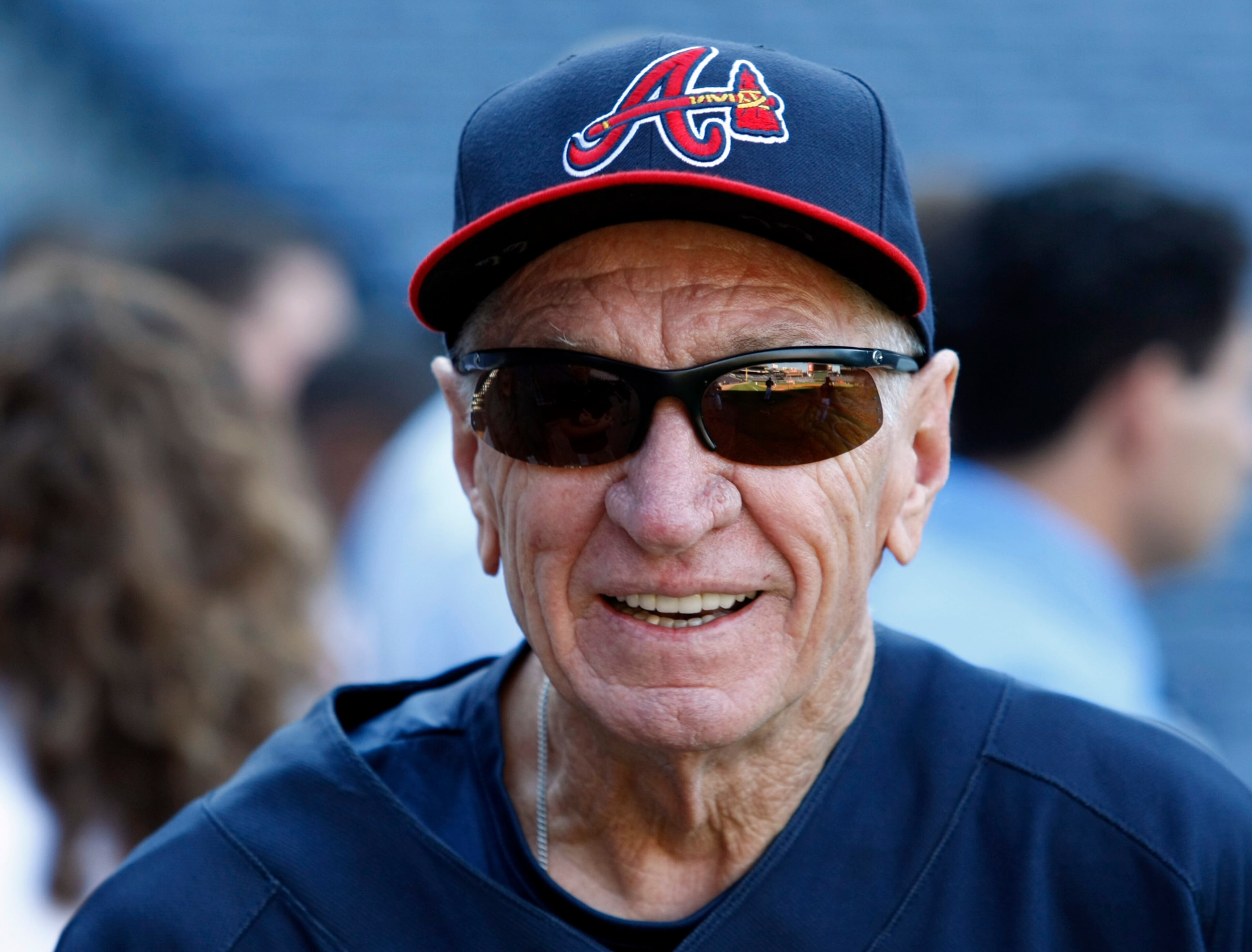 100912 Atlanta - Atlanta Braves coach Bobby Dews, who has been with the organization more than 30 years, is all smiles during batting practice before playing the St. Louis Cardinals at Turner Field in Atlanta on Sunday, Sept. 12, 2010. Curtis Compton ccompton@ajc.com