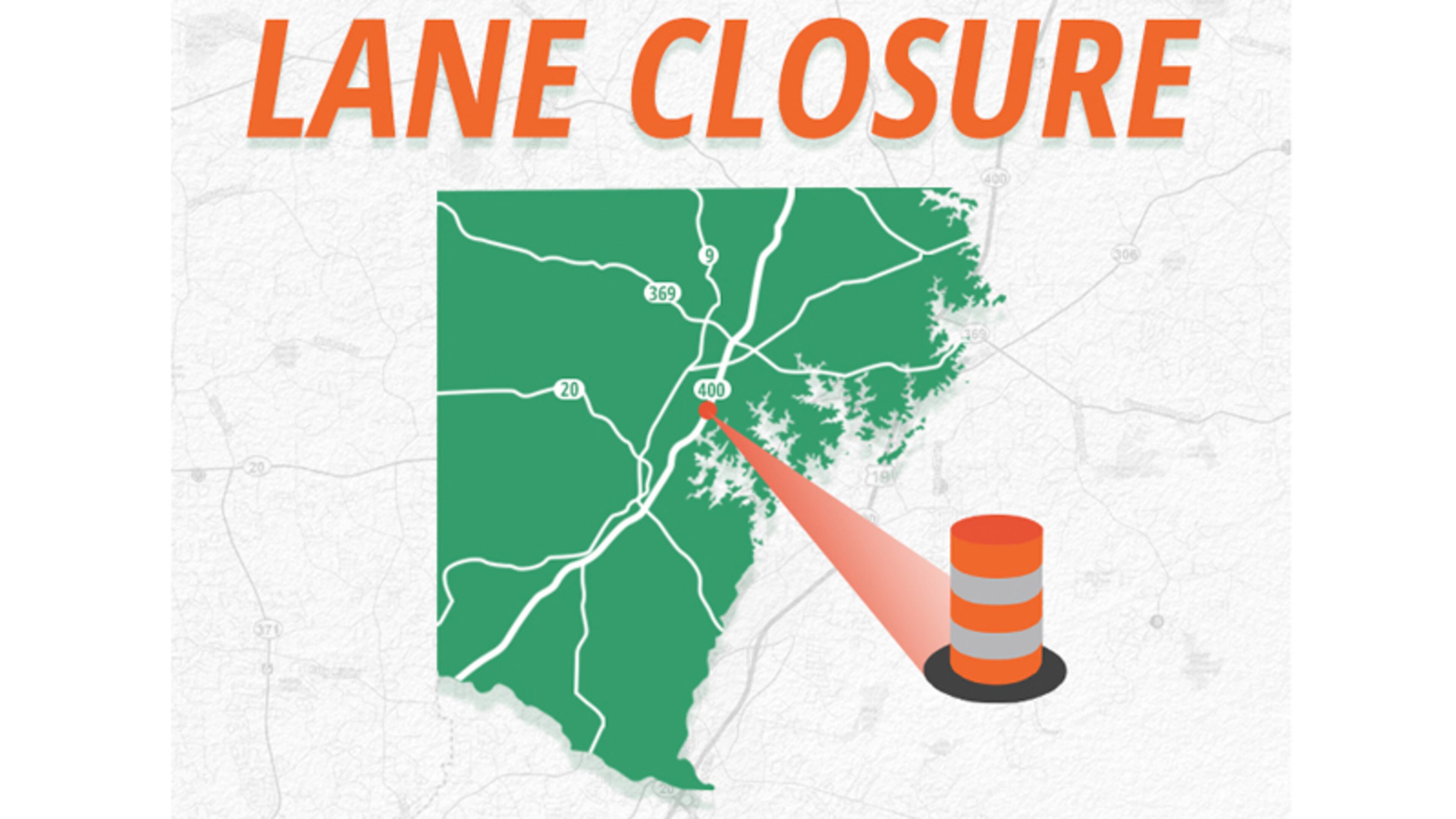 Lanes will be closed on Ga. 400 at Pilgrim Mill Road from 7 a.m. to 3 p.m. daily this week for a highway widening project. FORSYTH COUNTY