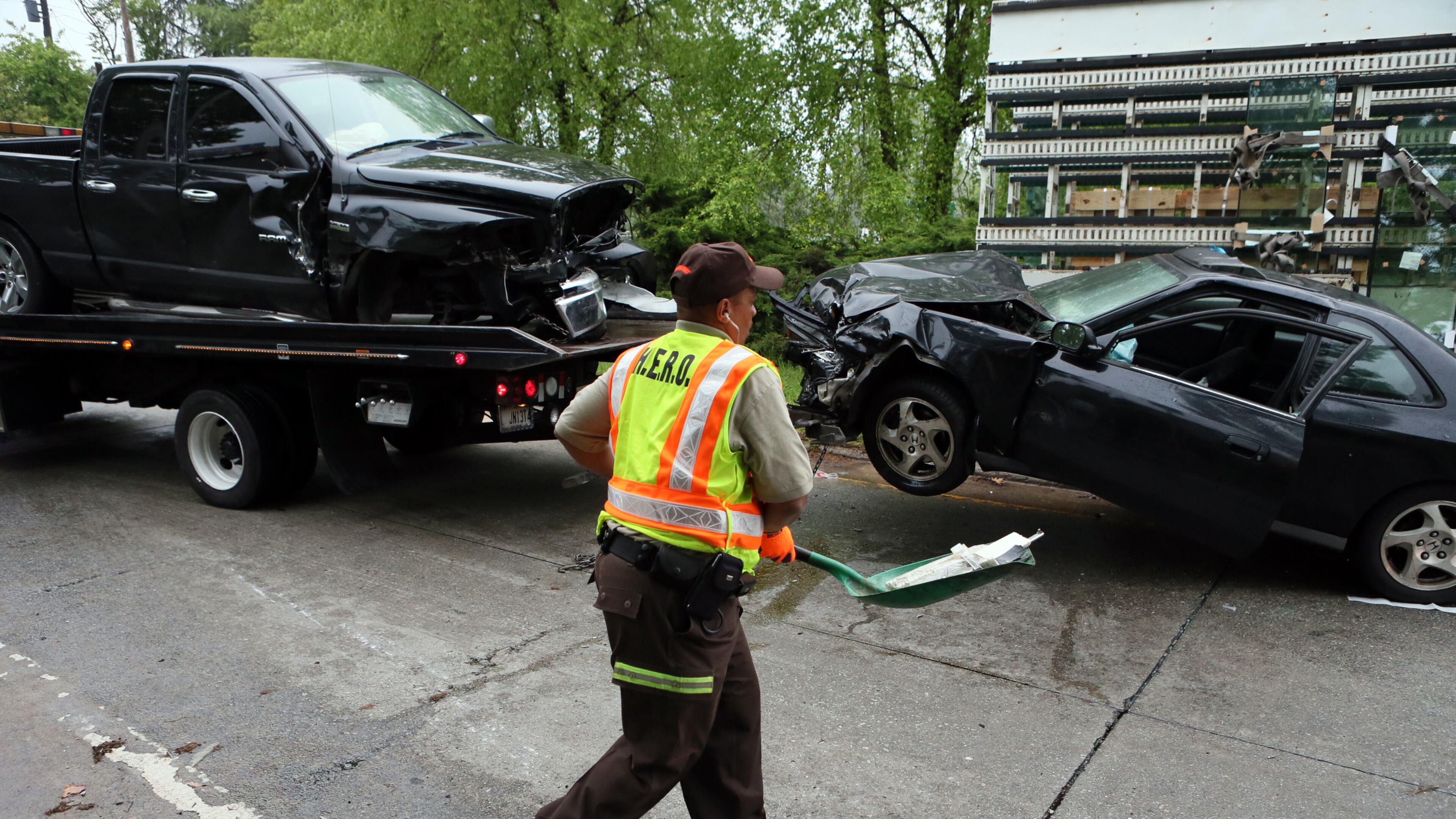 A multi-vehicle wreck involving a wrong-way driver shut down a West End interstate ramp during Monday’s morning commute. The crash happened about 7 a.m. on the Lee Street entrance ramp to I-20 eastbound. JOHN SPINK/JSPINK@AJC.COM