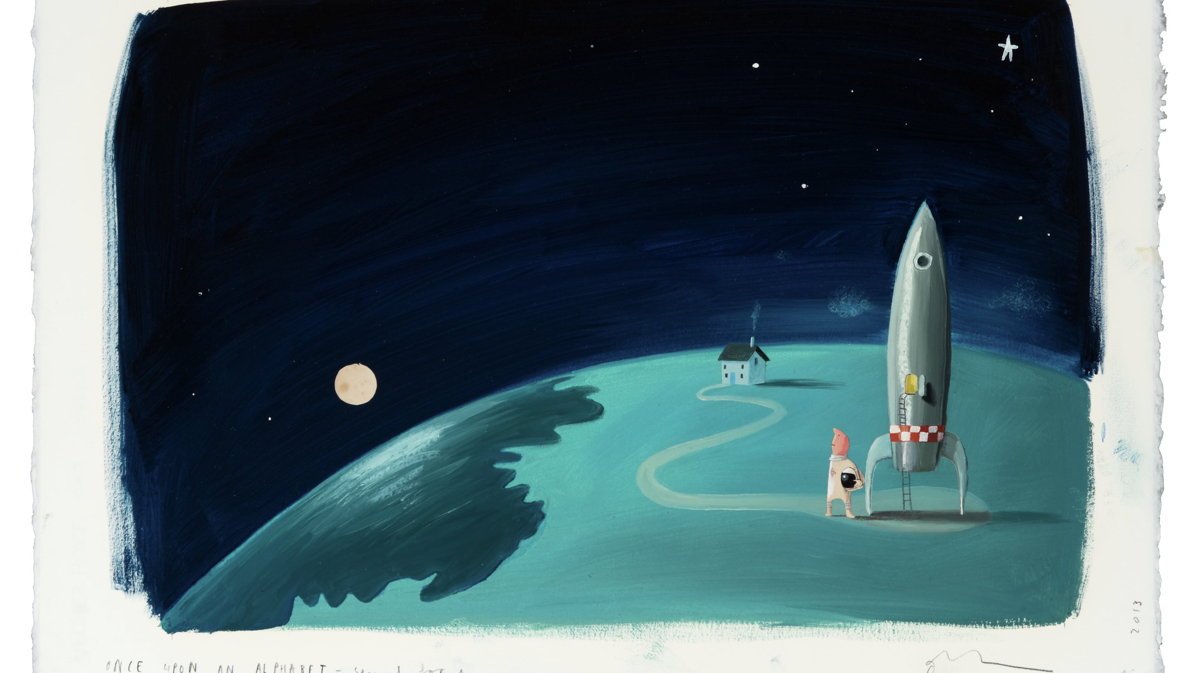 An illustration from "Once Upon an Alphabet" is among the 80 works of art from Oliver Jeffers on exhibit at the High Museum of Art. Photo: Steve Butman