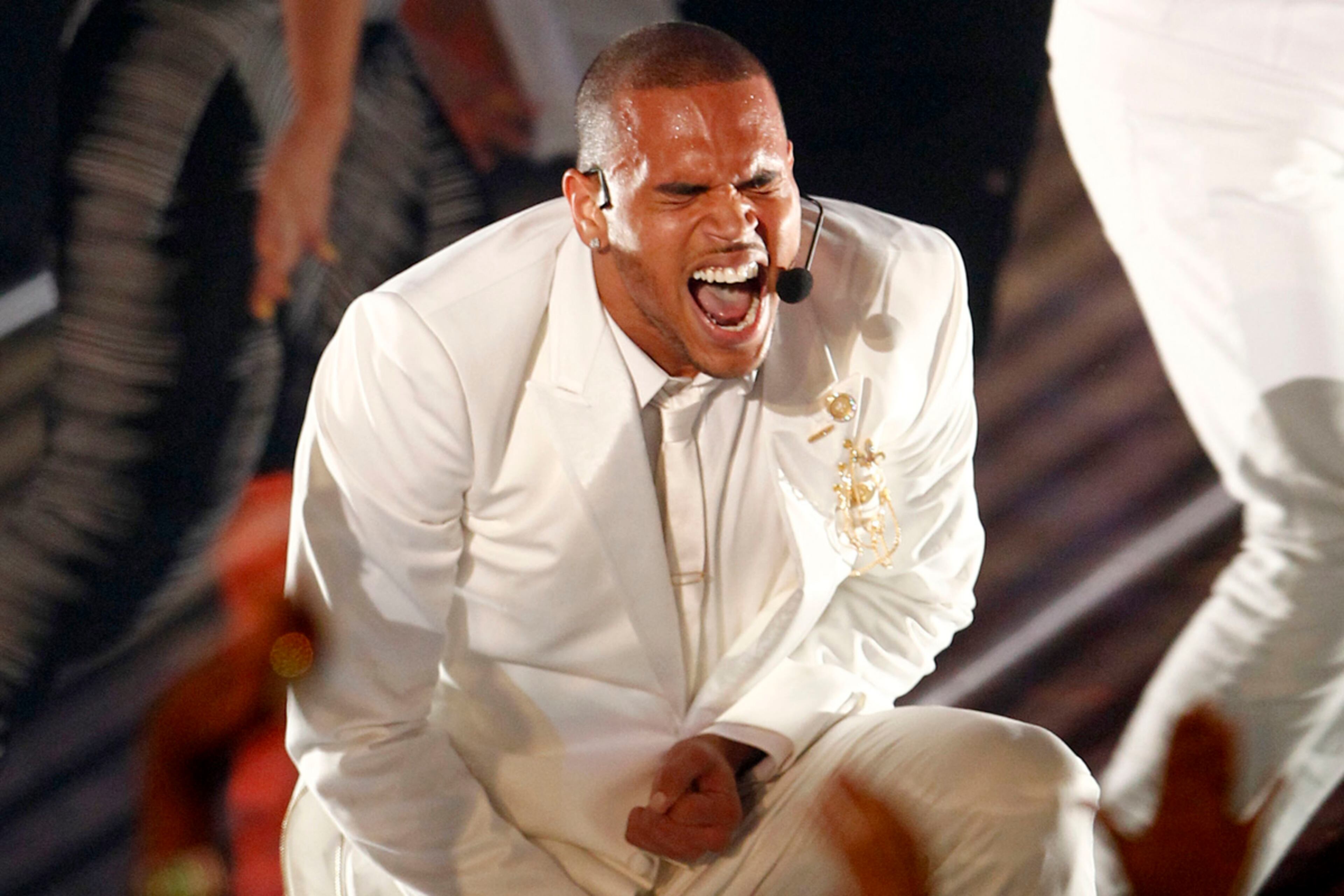 Chris Brown performs at the MTV Video Music Awards on Sunday Aug. 28, 2011, in Los Angeles. (AP Photo/Matt Sayles)