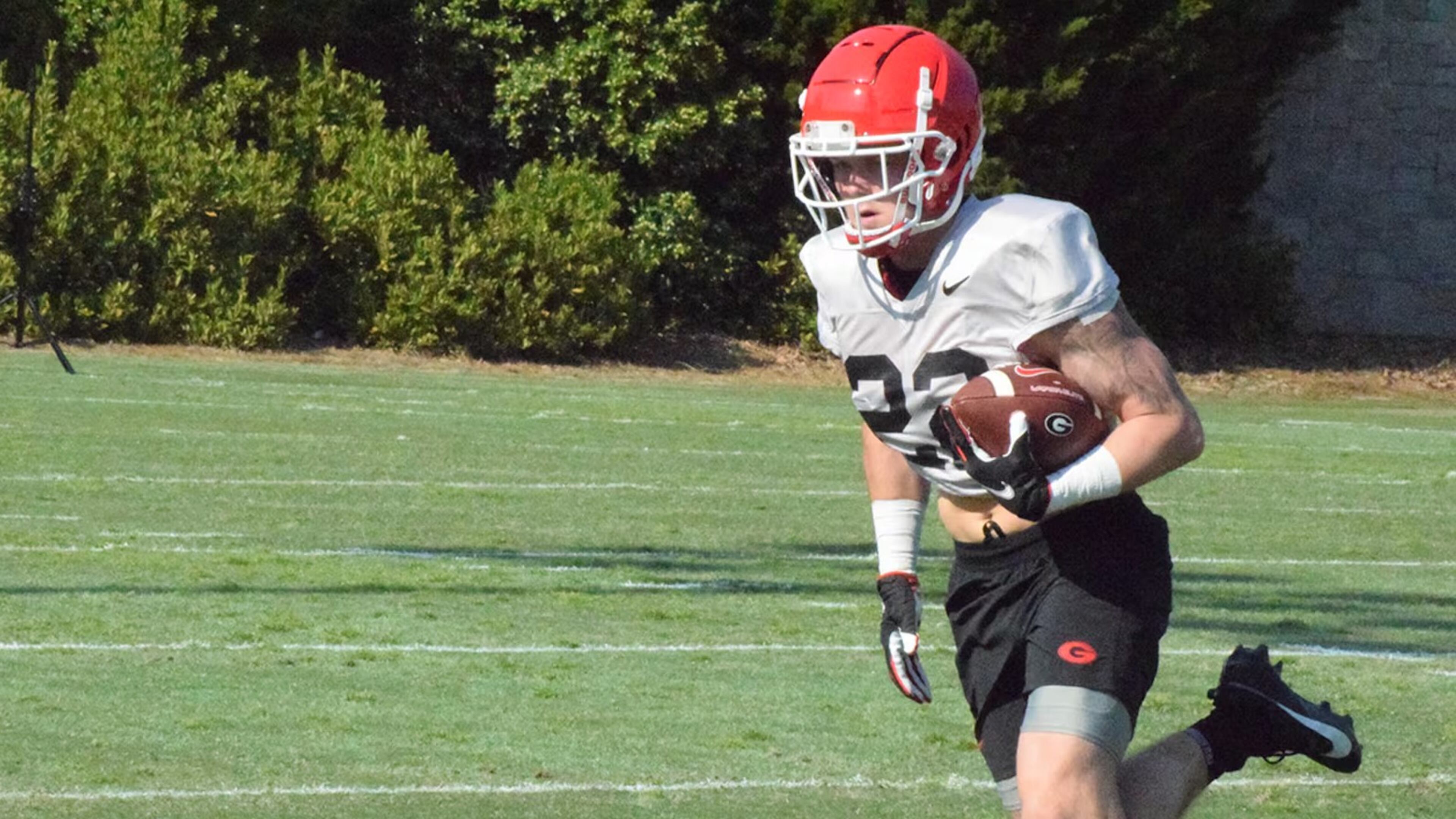 Georgia safety Jake Pope completes a drill during practice (Connor Riley/DawgNation). (Connor Riley)