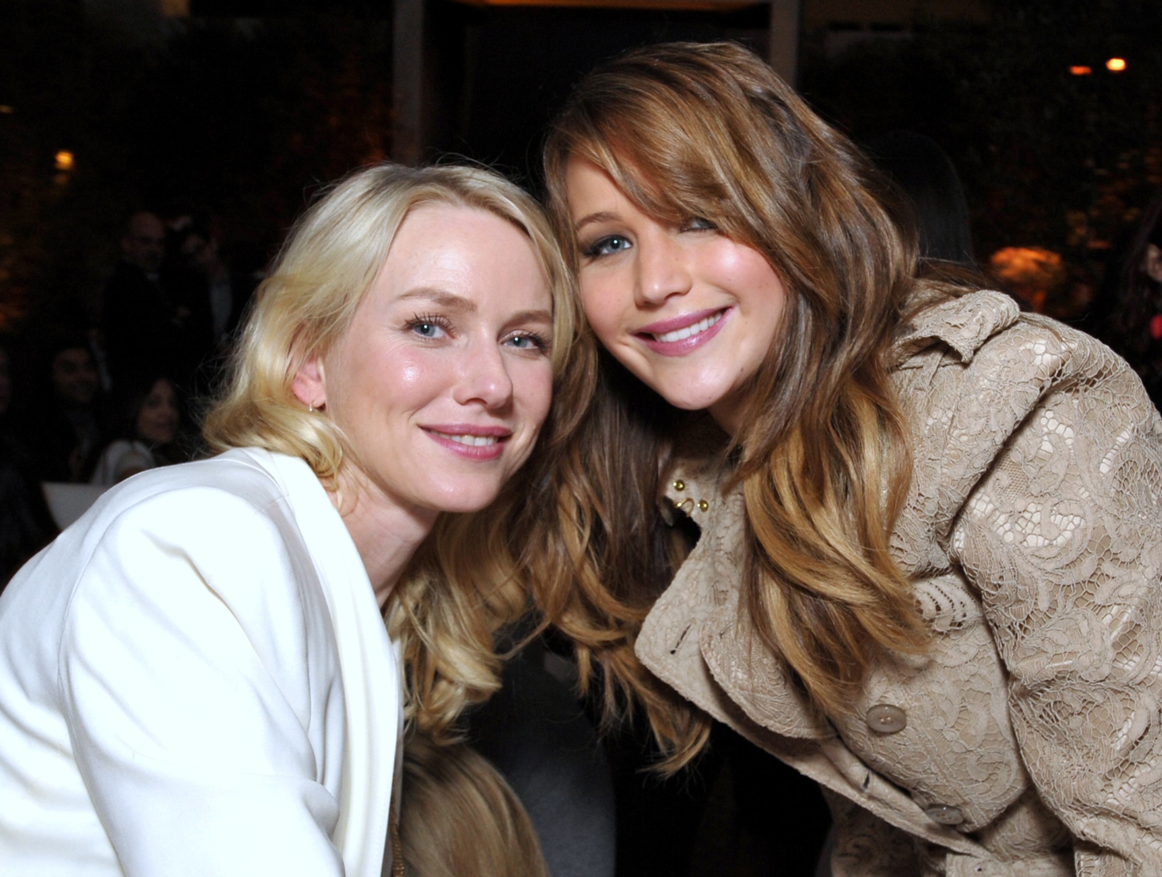 Naomi Watts, left, a best Actress nominee for "The Impossible," and Jennifer Lawrence attend The Hollywood Reporter Nominees' Night at Spago on Monday, Feb. 4, 2013, in Beverly Hills, Calif.
