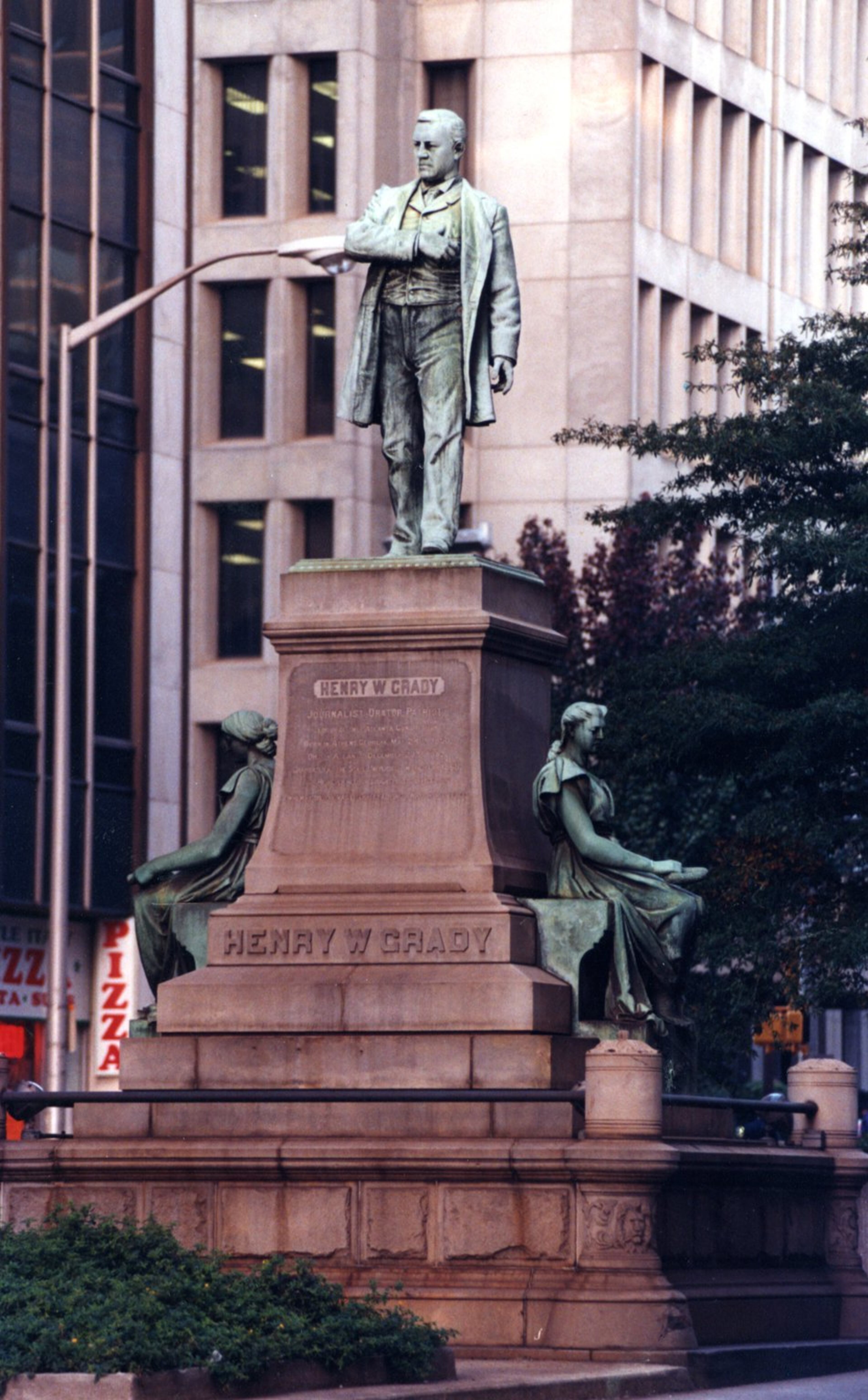 Henry Grady statue on Marietta St. The women at Grady's feet represent history and memory.