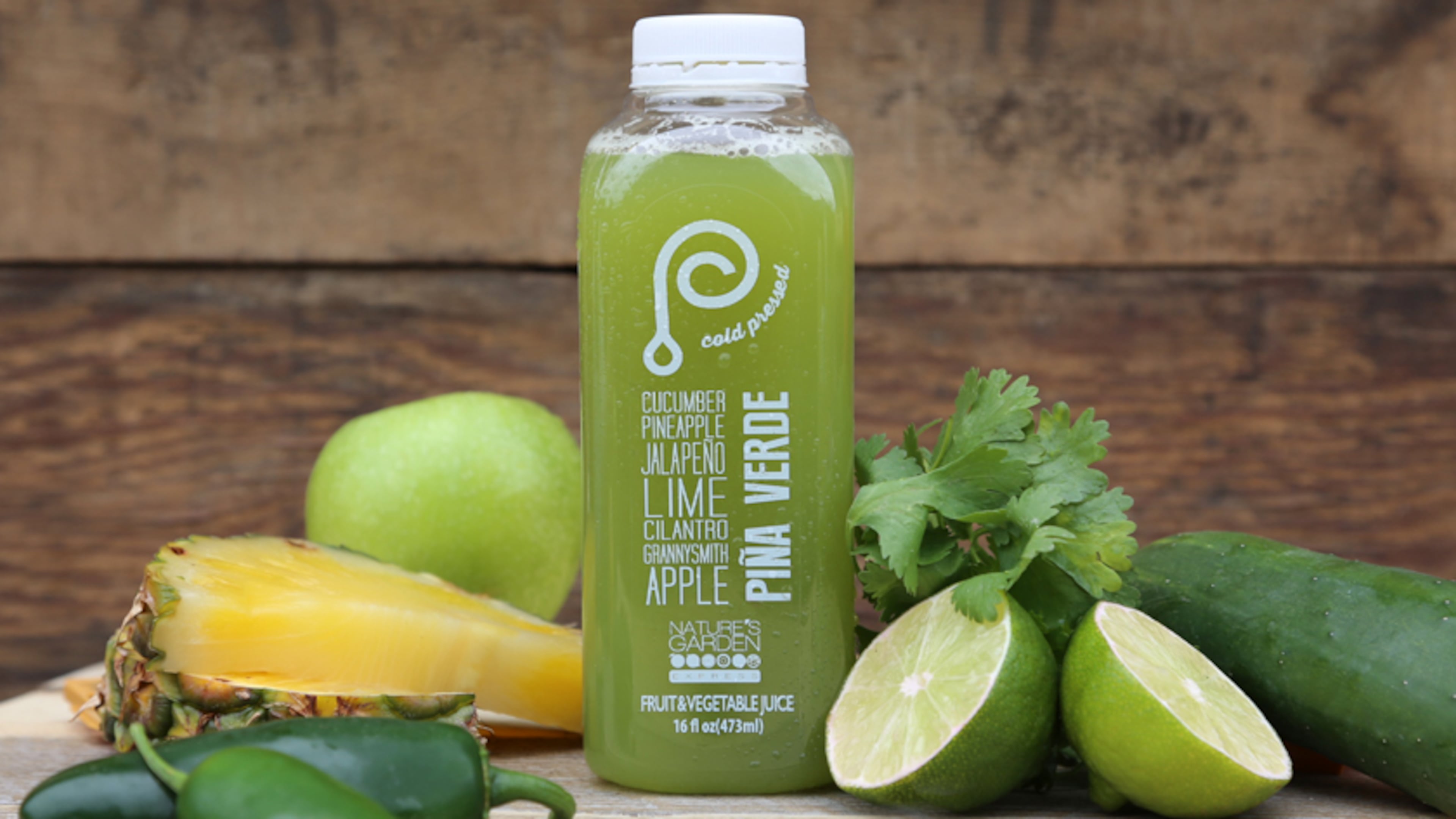 Piña Verde cold-preesed juice from Nature’s Garden Express.