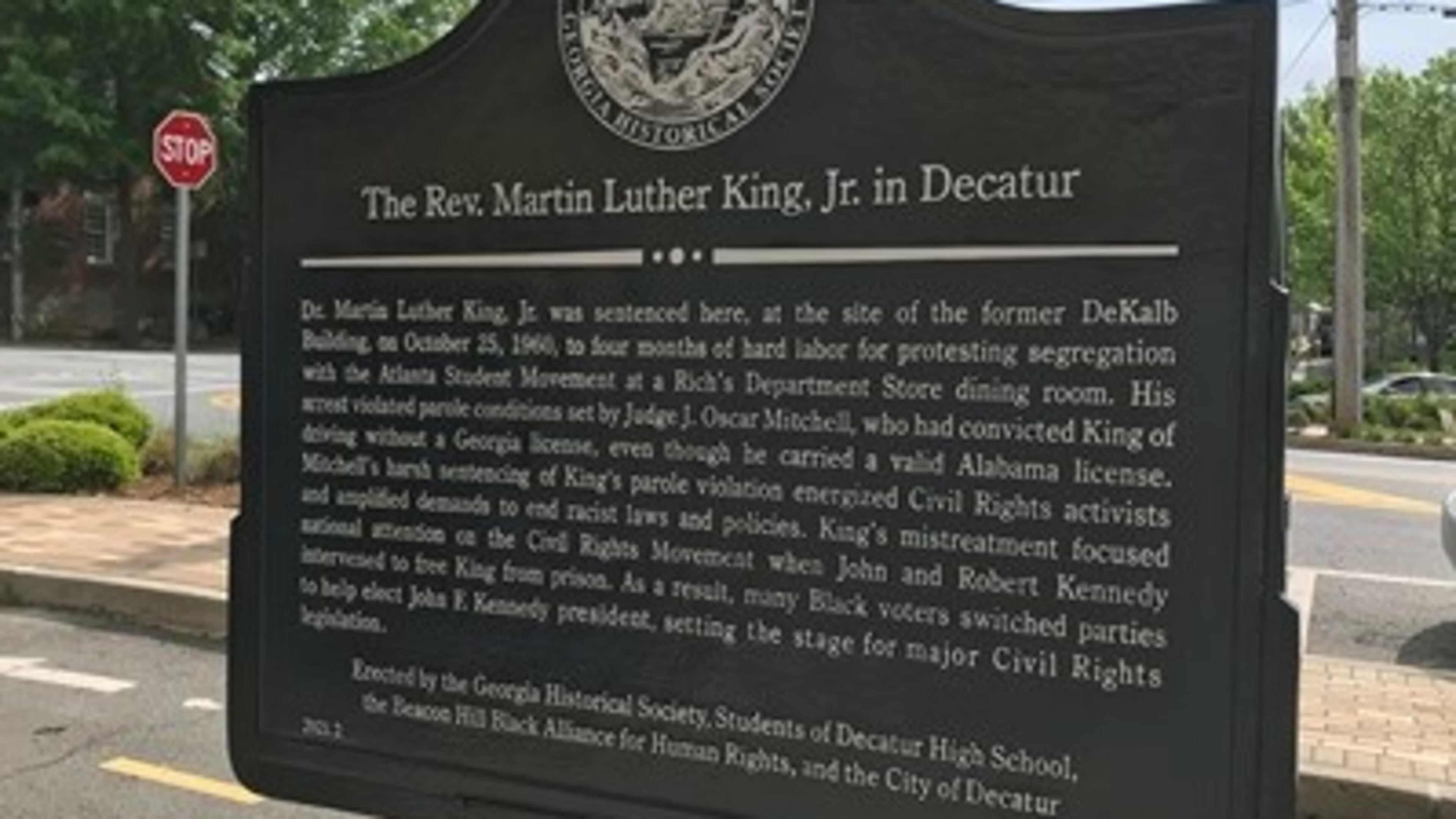 This is a photo of the MLK marker that was recently erected in downtown Decatur.