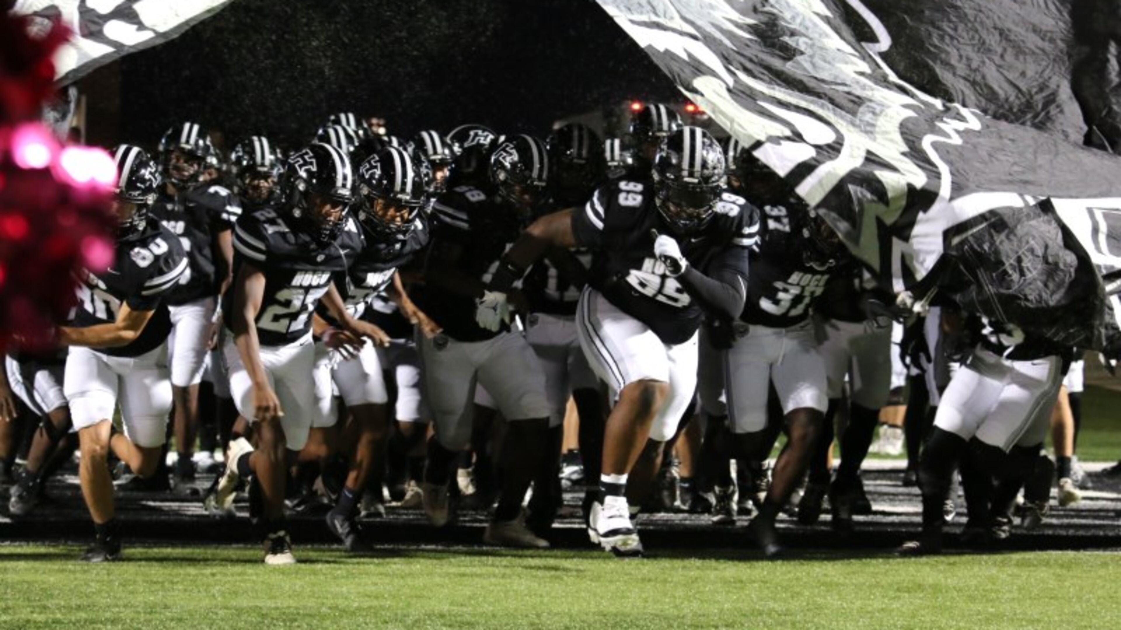 Houston County High School football players take the field for a region game against Coffee High School on Friday, Oct. 17, 2025. This season, Houston County has outscored its opponents by an average of 26.9 points per game. (Courtesy of hocofootball.com)