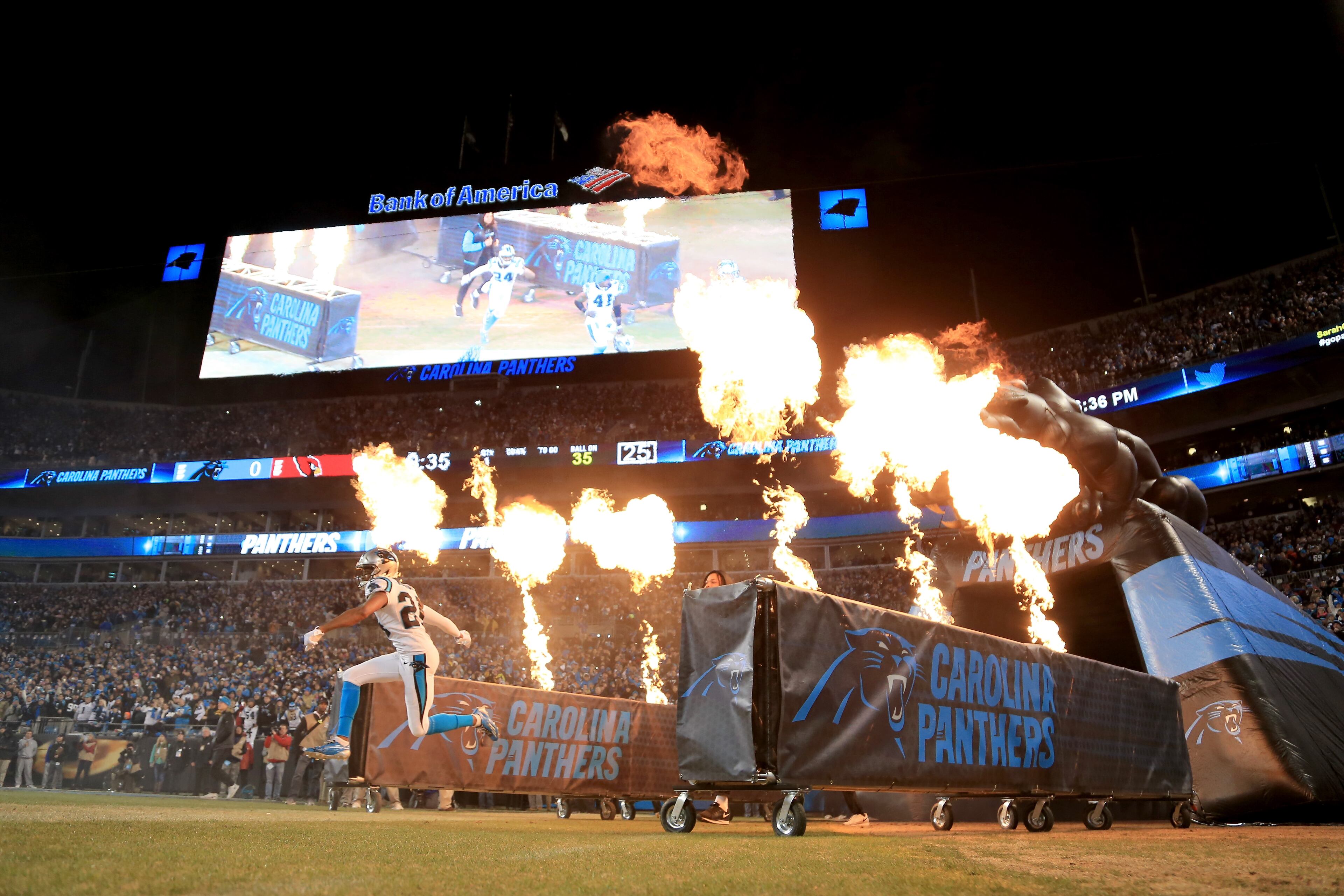 CHARLOTTE, NC - JANUARY 24: Josh Norman #24 of the Carolina Panthers runs onto the field prior to the NFC Championship Game between the Carolina Panthers and the Arizona Cardinals at Bank of America Stadium on January 24, 2016 in Charlotte, North Carolina. (Photo by Mike Ehrmann/Getty Images)