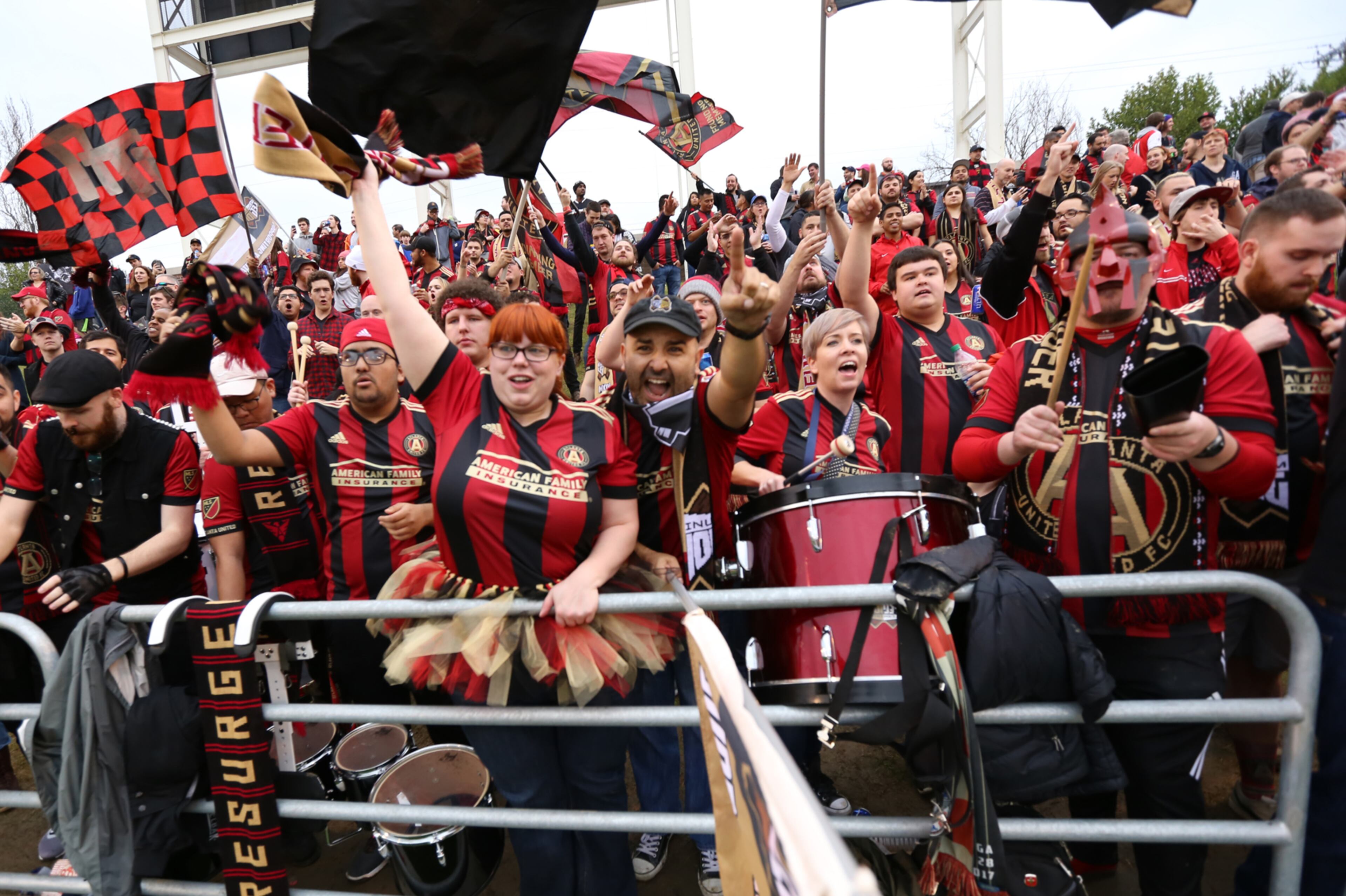 FEBRUARY 11, 2017 CHATTANOOGA TN Atlanta United fans celebrates the first pre-season victory against Chattanooga Fc 4 to 0.