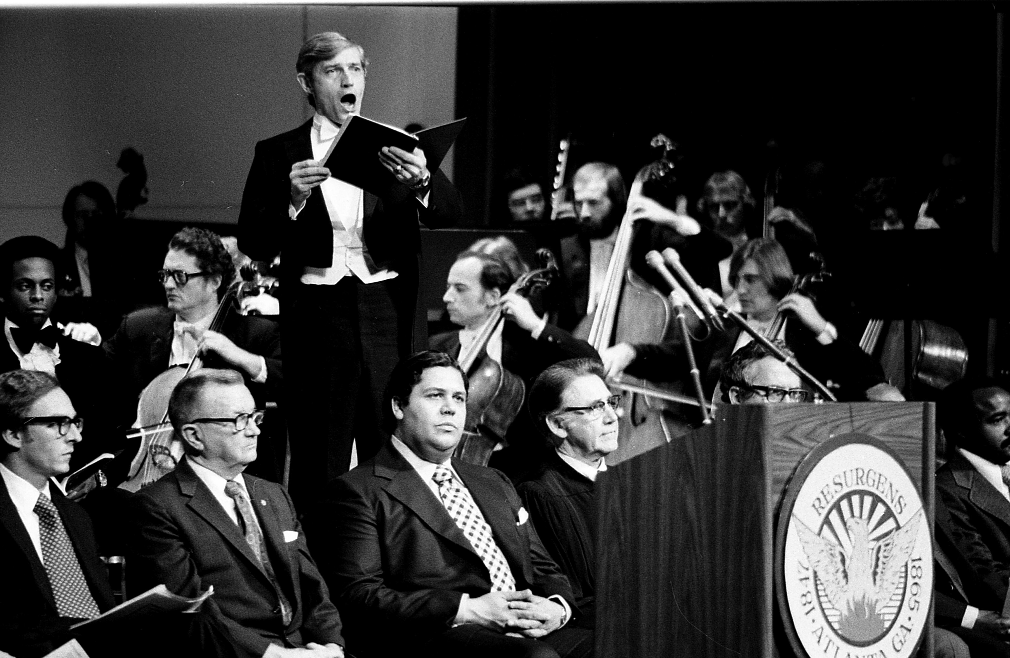 Maynard Jackson defeated Sam Massell in the mayoral election of 1973. He won with 95% of the black vote, signifying an historic change of political leadership and culminating in a grandiose inaugural, as the Atlanta Symphony Orchestra performed behind him.
