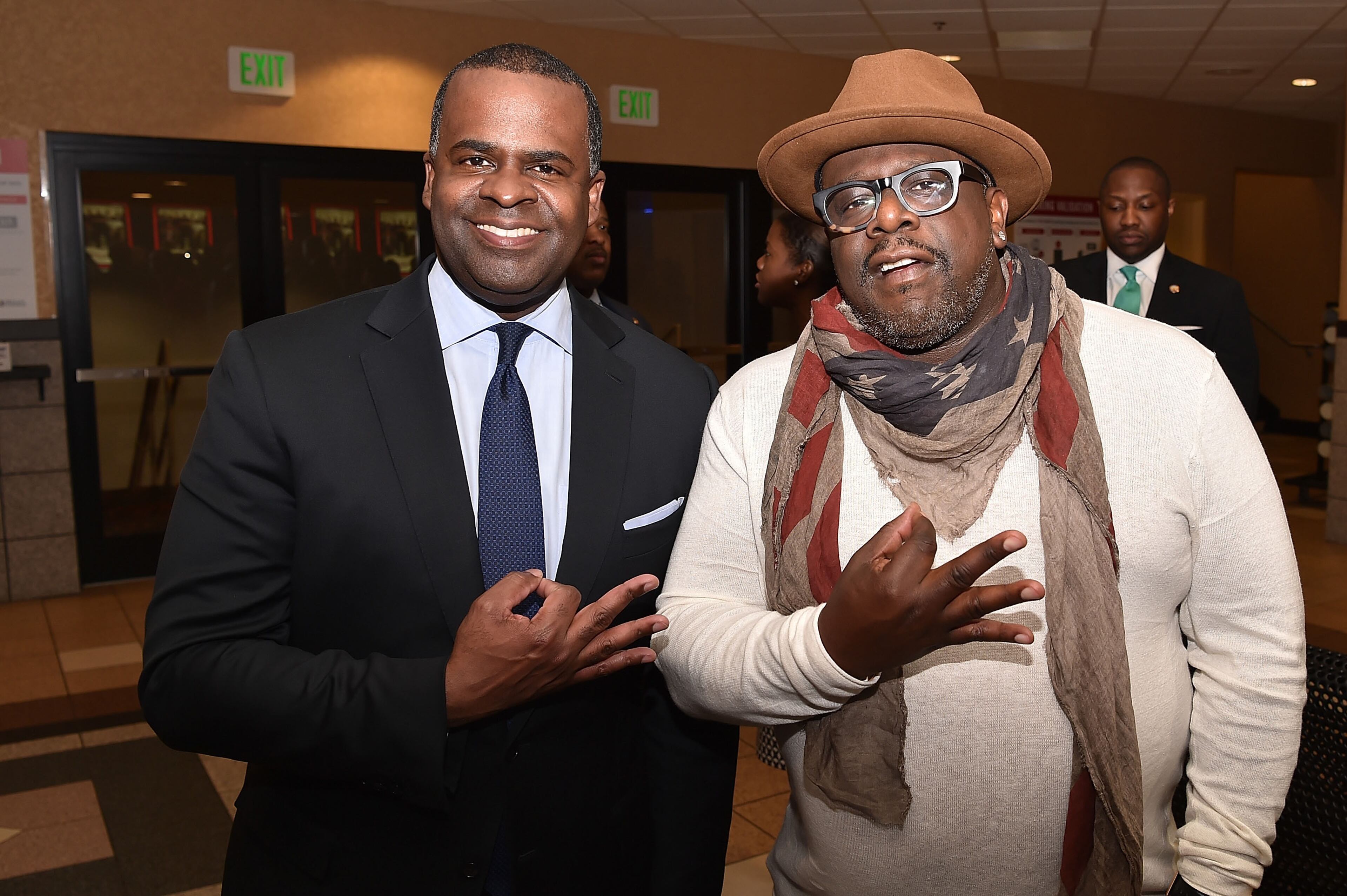 Atlanta Mayor Kasim Reed and Cedric the Entertainer at the recent premiere of Barbershop 3, which was filmed in Atlanta. Photo Credit: Paras Griffin for Getty Images for Warner Bros.