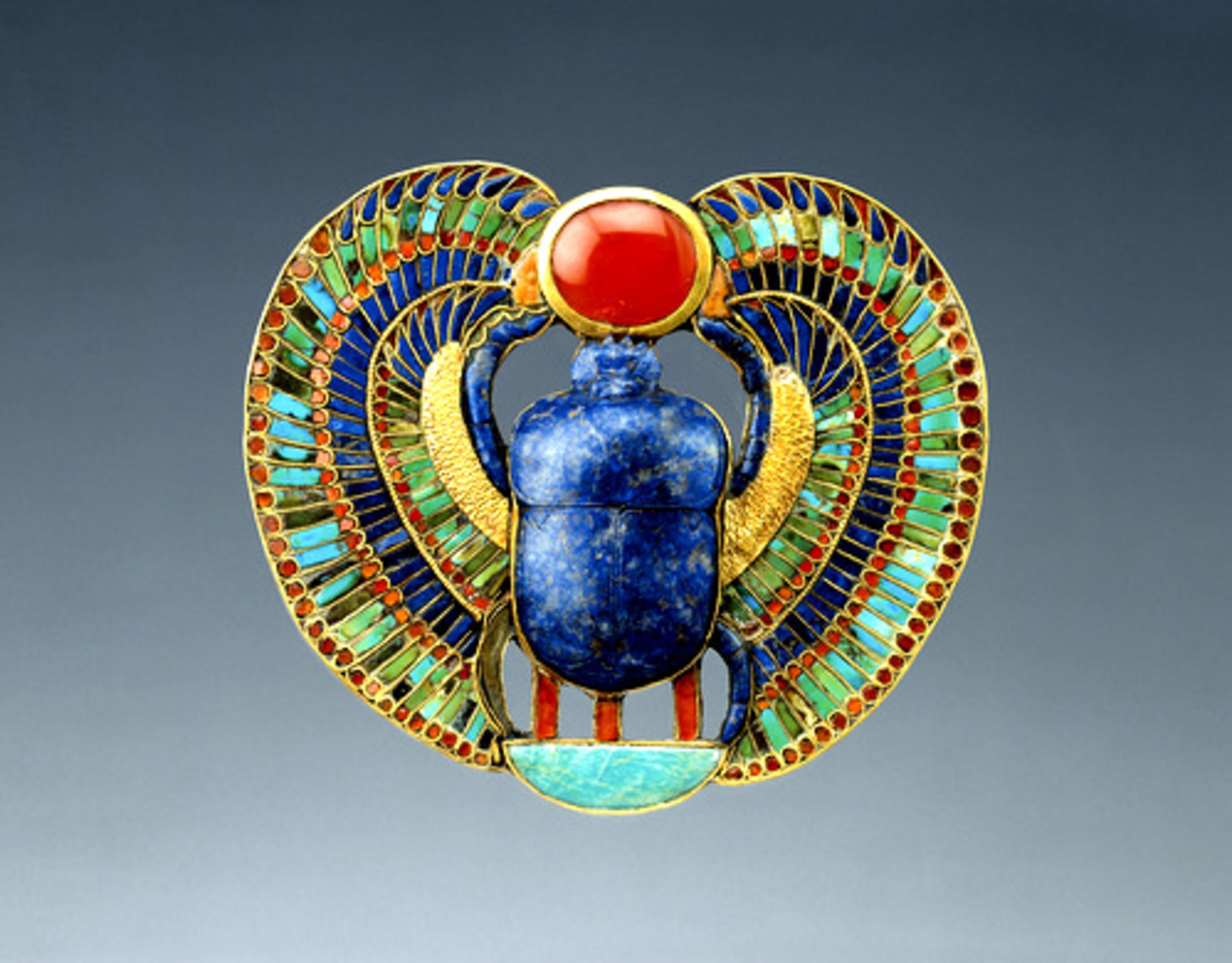 The inlaid pectoral spelling out the name of the king is made of gold and semiprecious stones. The exhibition, "Tutankhamun: The Golden King and the Great Pharaohs," will include the latest scientific research about the young royal.