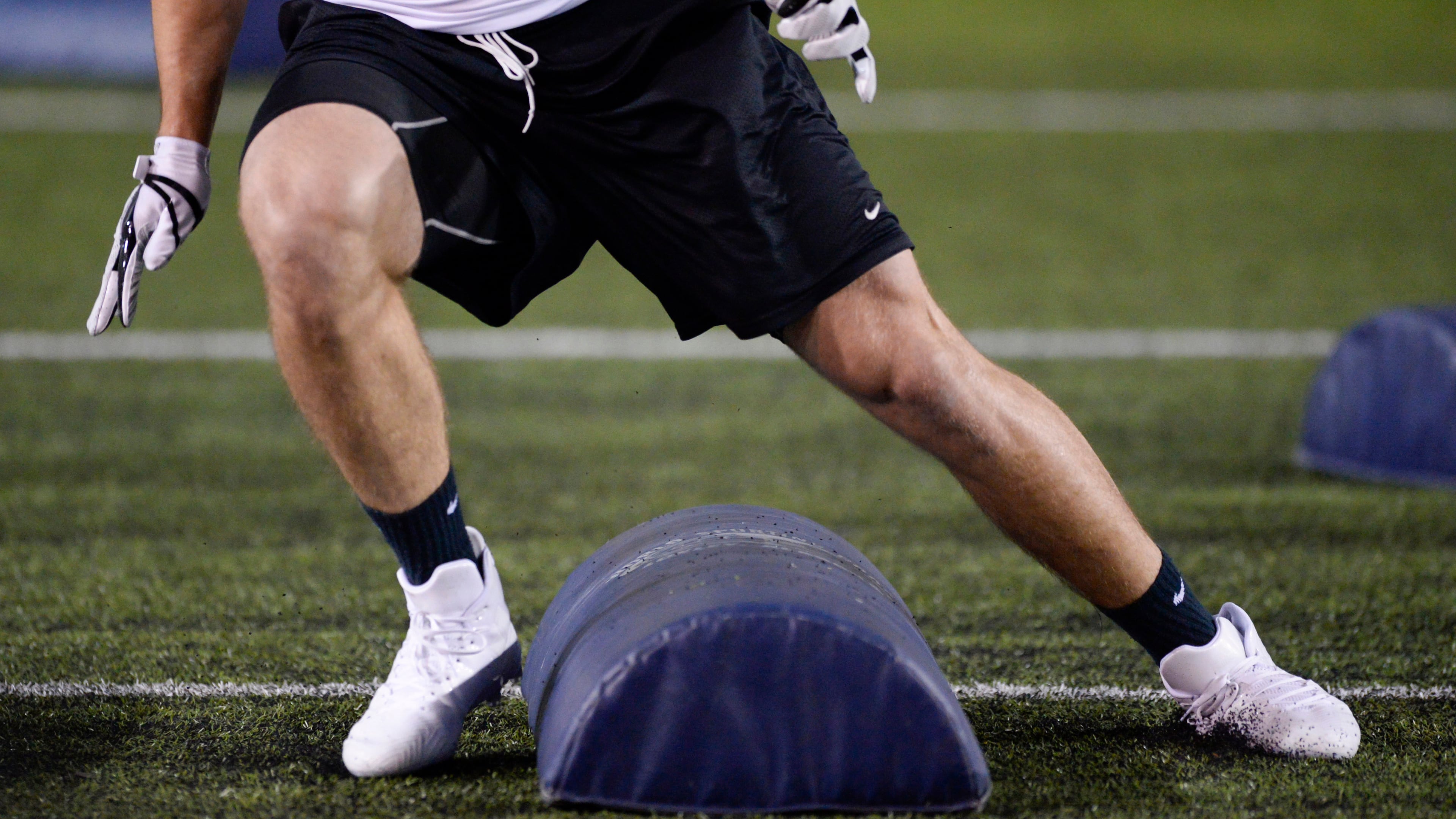 March 17, 2017, Atlanta - Former Georgia Tech linebacker Tyler Marcordes (35) completes a drill during Pro Day at the Georgia Tech Mary R. & John F. Brock practice facility in Atlanta, Georgia, on Friday, March 17, 2017. (DAVID BARNES / SPECIAL)
